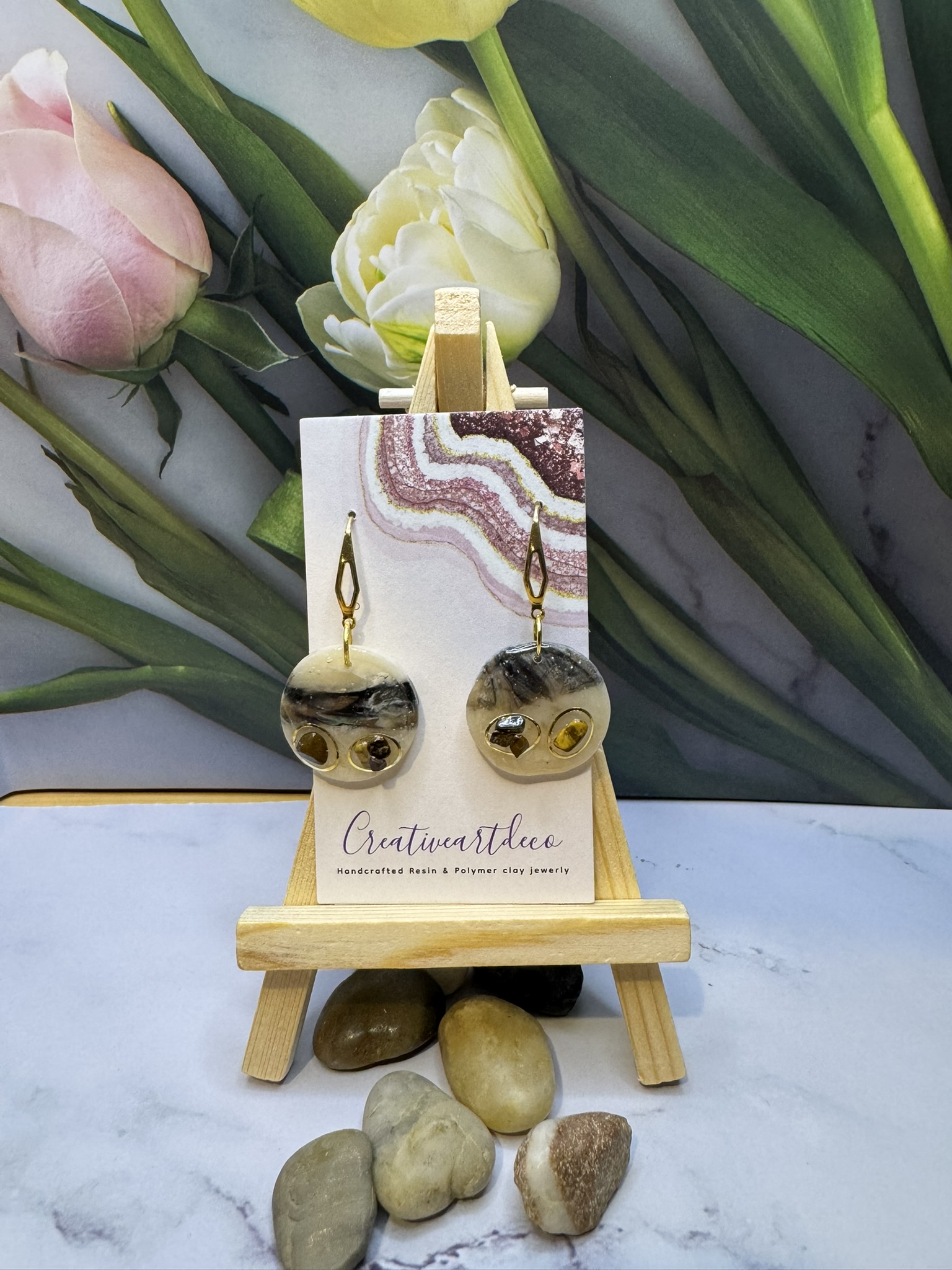 Faux clay and Tiger Eye Dangles