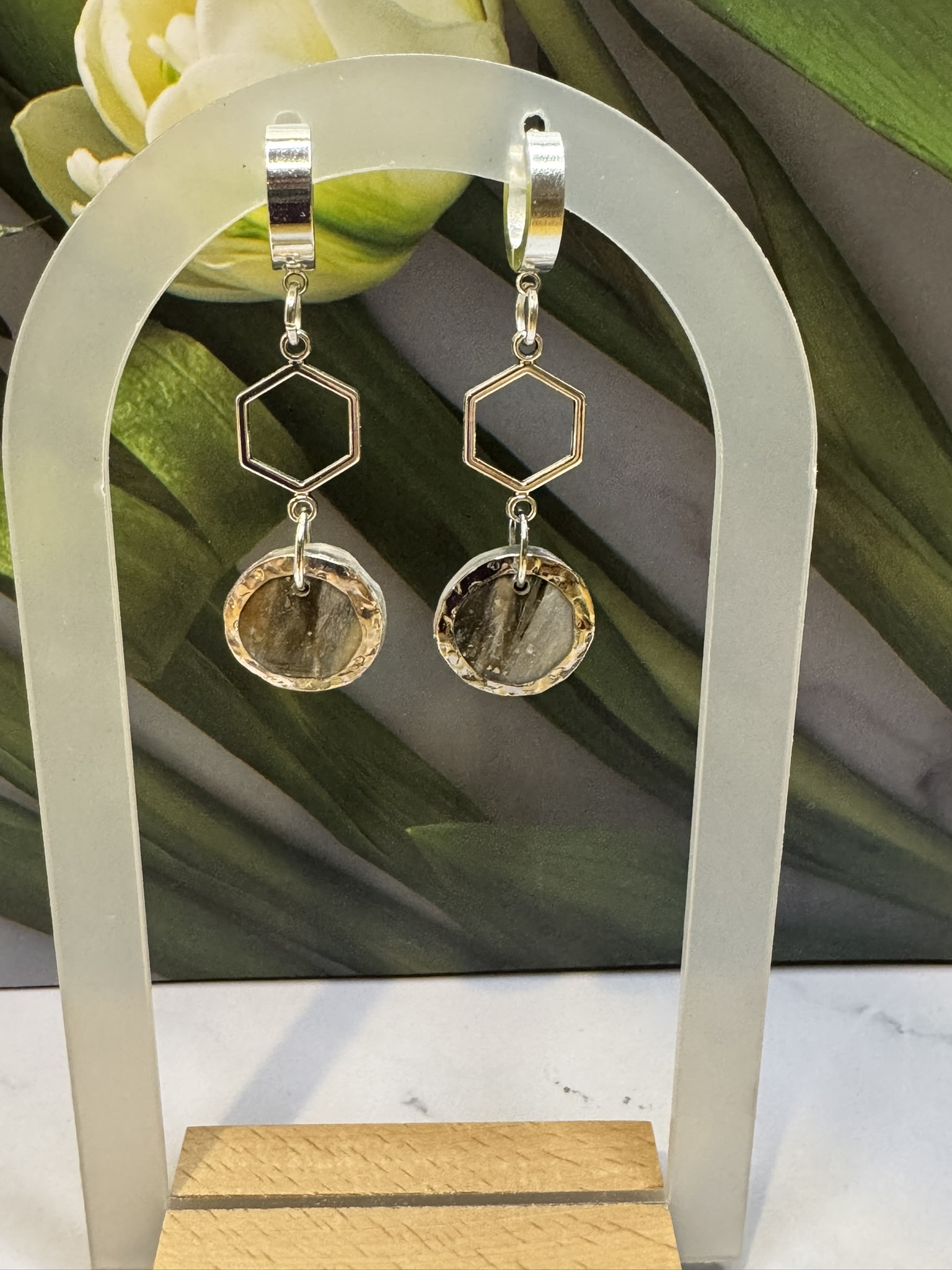 Geometric Drop Faux Clay Earrings