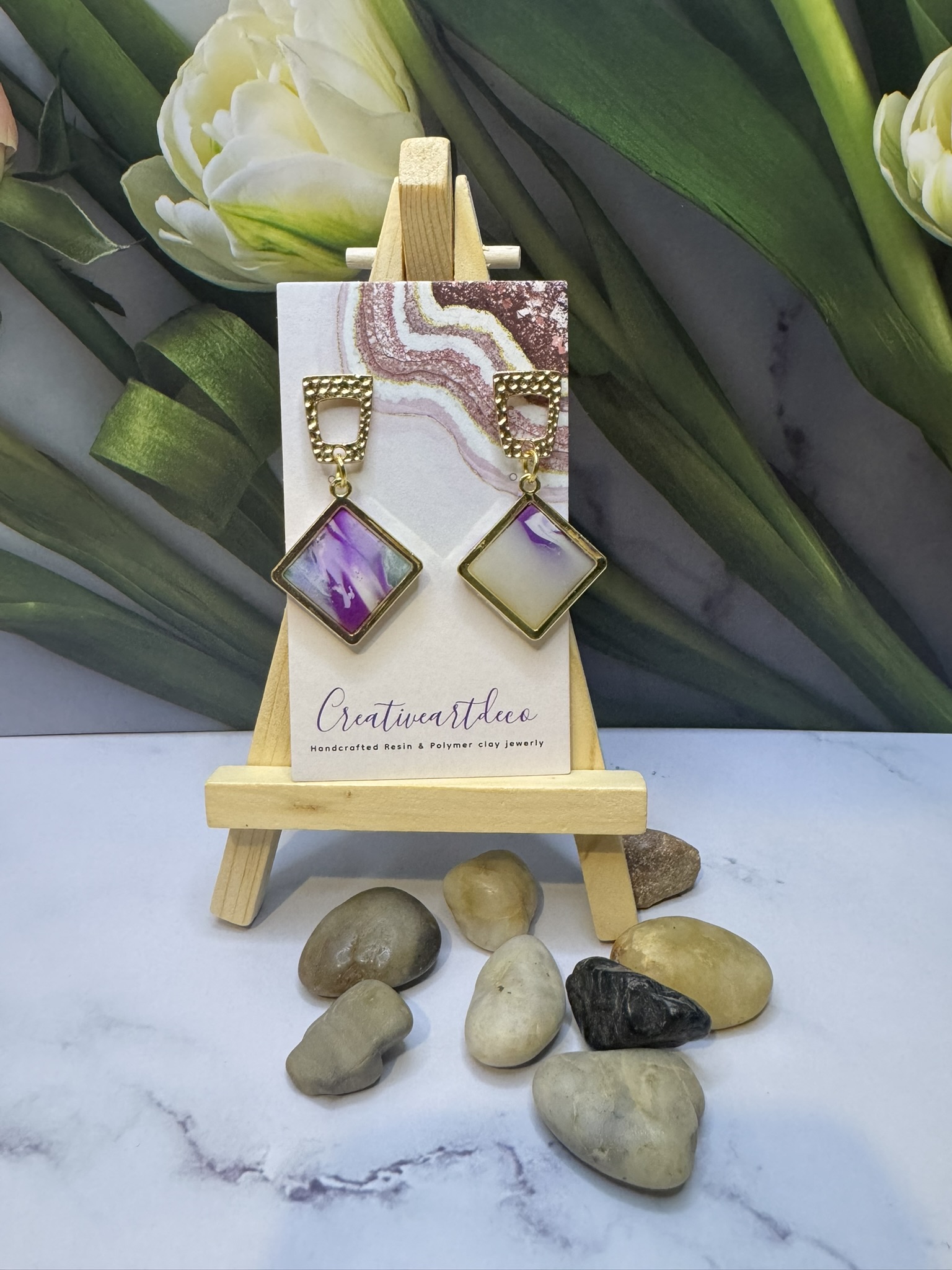 Faux Clay Stone Geometric Earrings