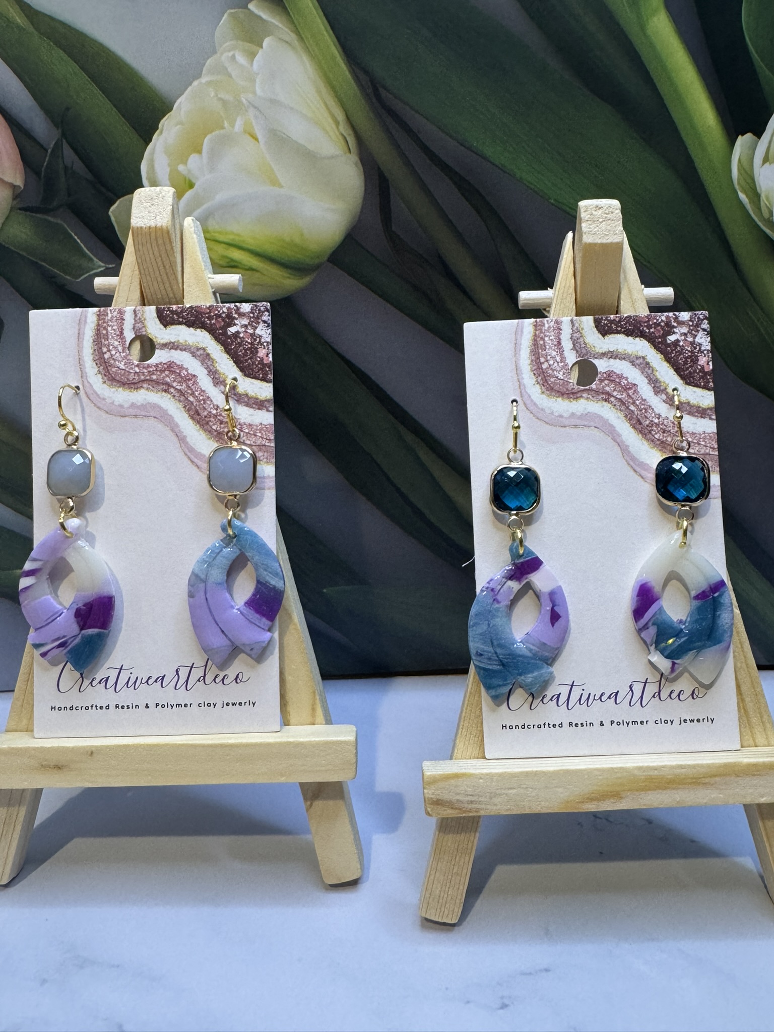 Stunning Faux Stone Clay Ribbon Dangles