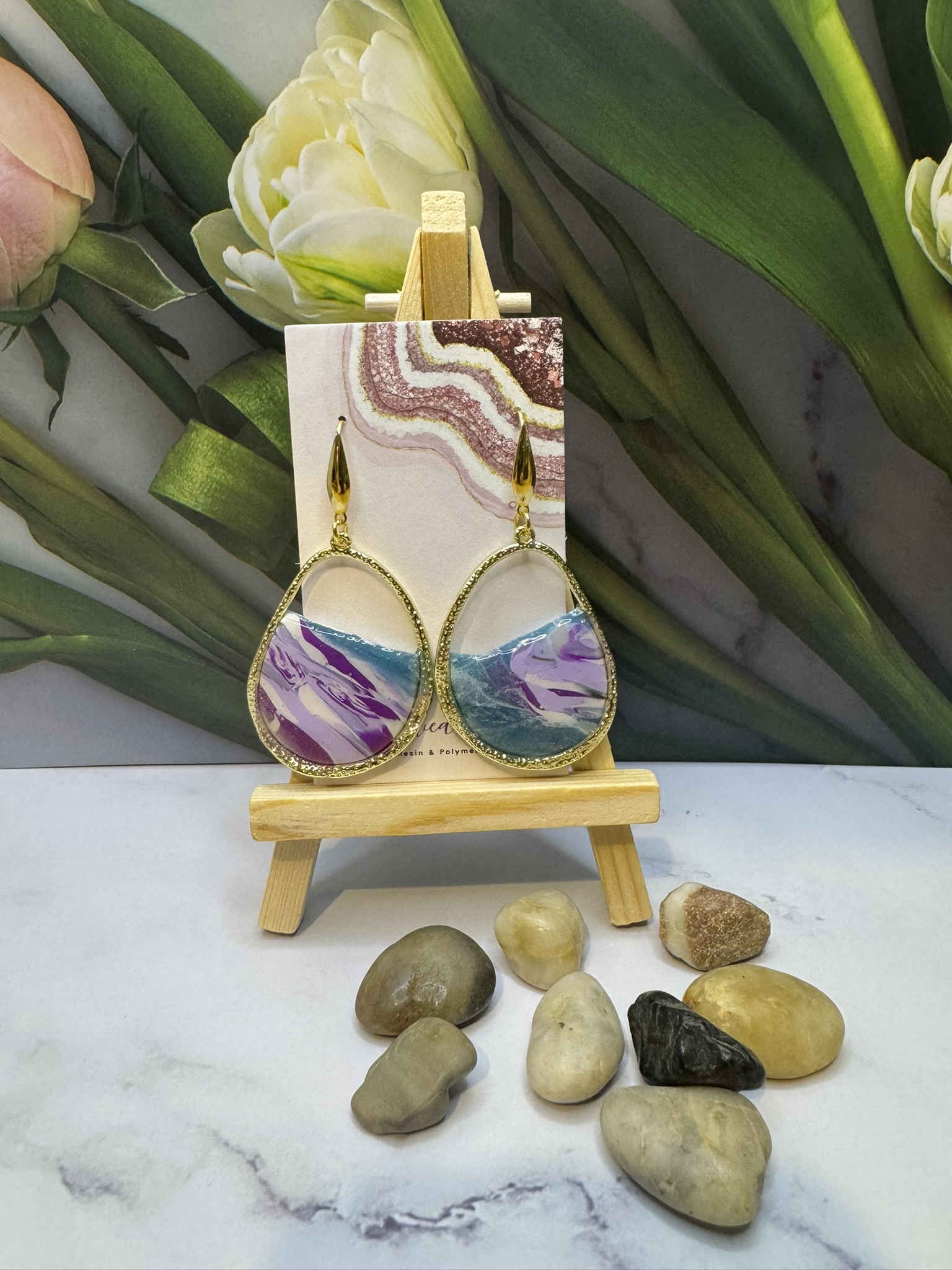 Bold and Beautiful Faux Stone Clay earrings