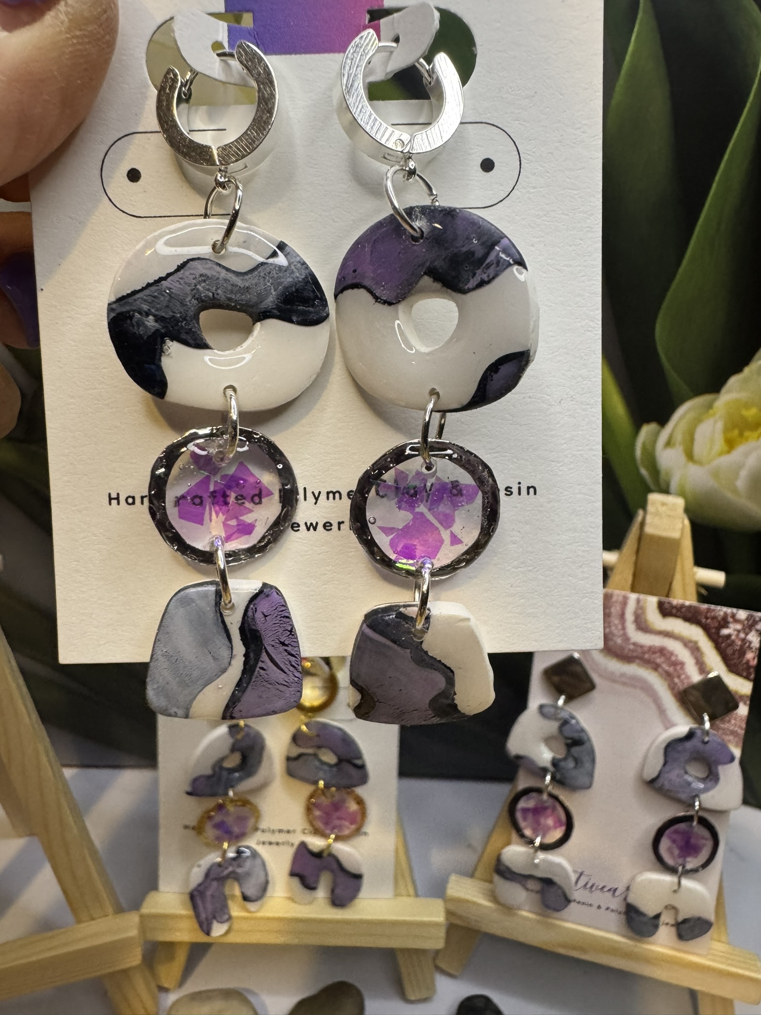 Faux Stone Clay and Resin Earrings