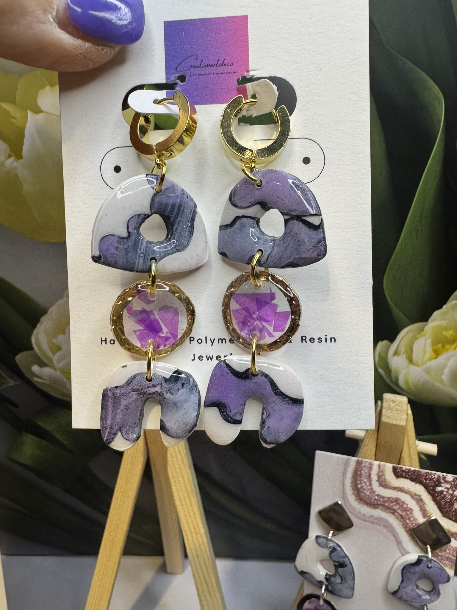 Faux Stone Clay and Resin Earrings
