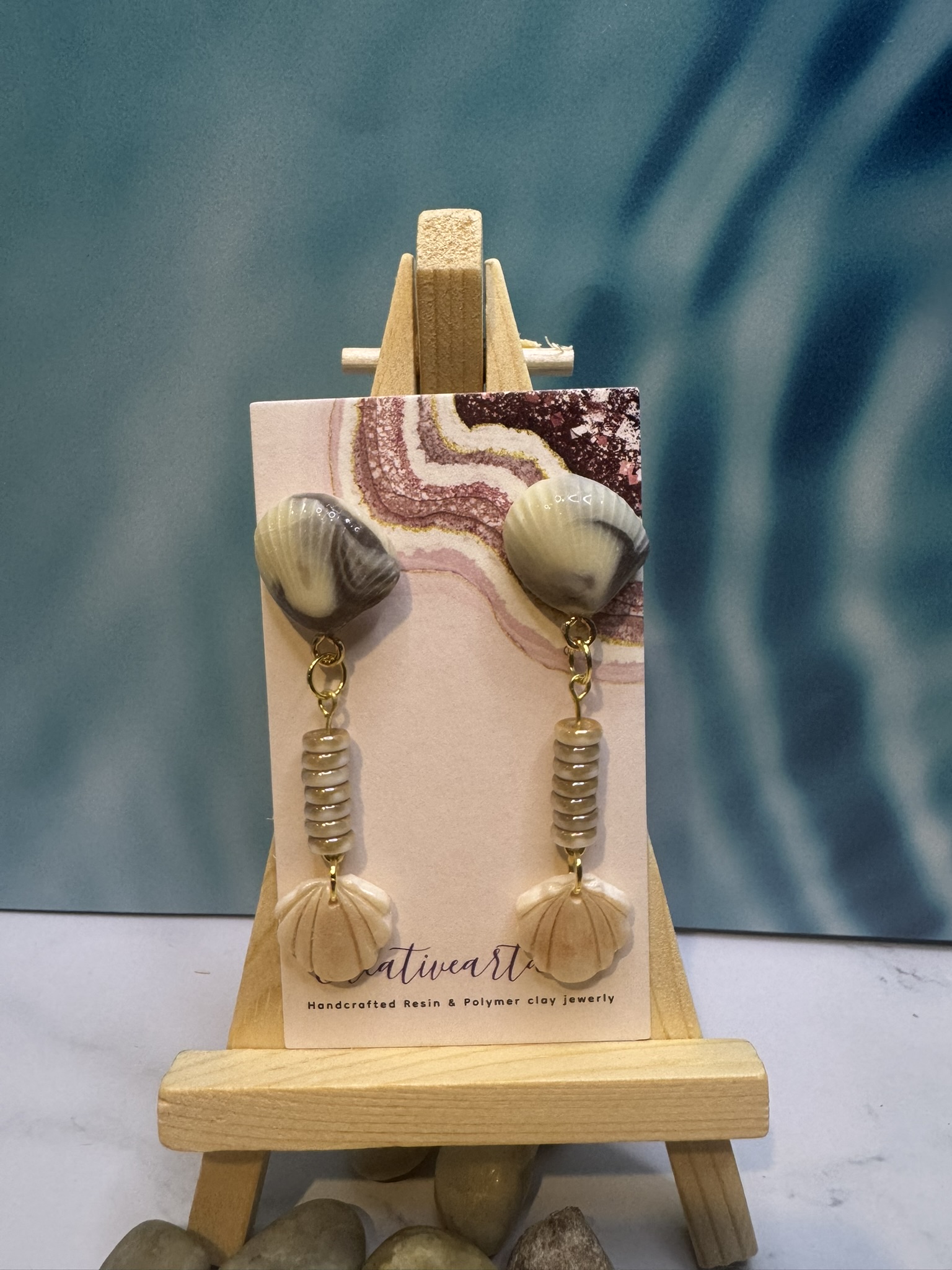 Shell and Ceramic Bead Drop Dangles