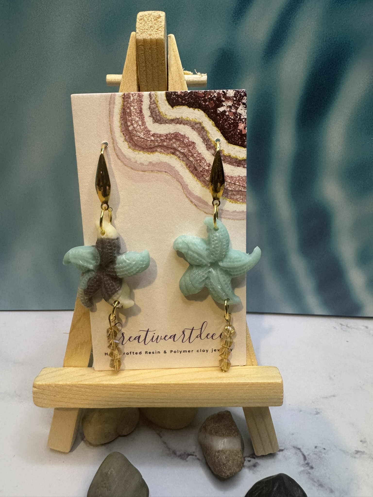 Starfish and crystal bead dangles