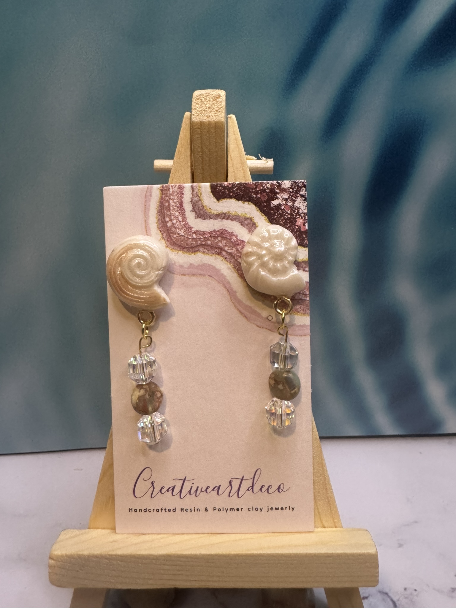 Clay Shell and crystal and Jasper beads