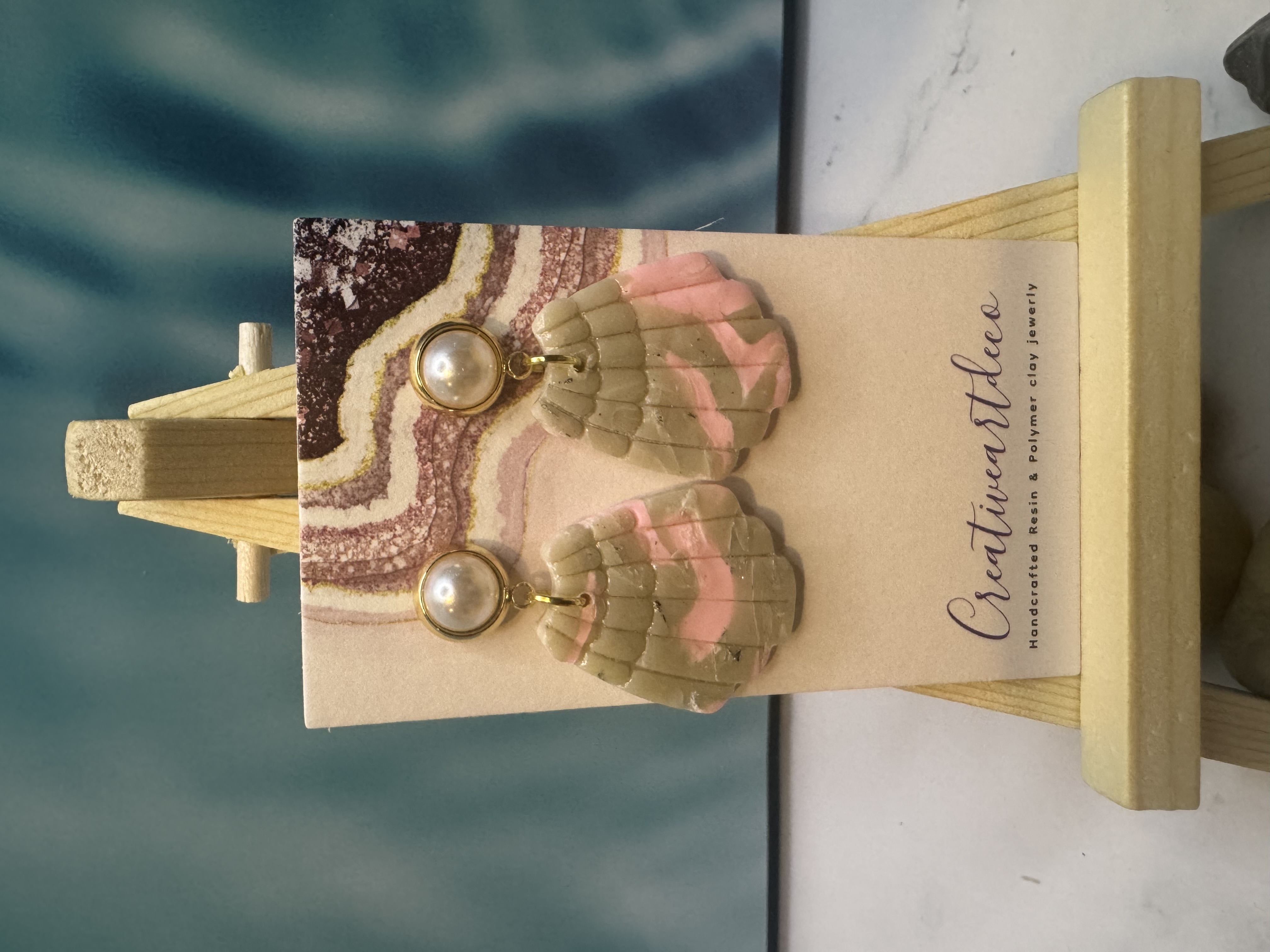 Pearl and Shell-Shaped Earrings
