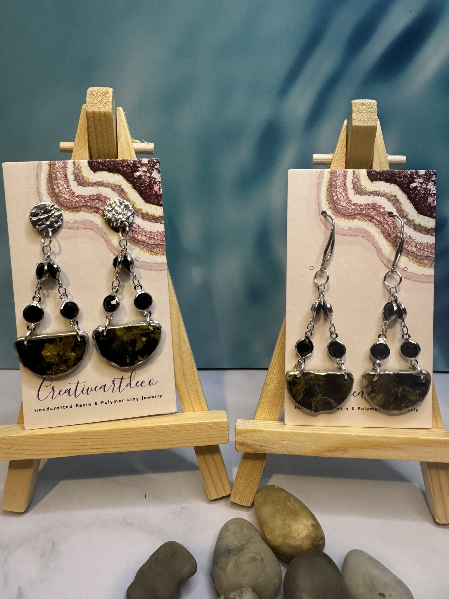 Pendulum style Faux Clay and Glass Beads