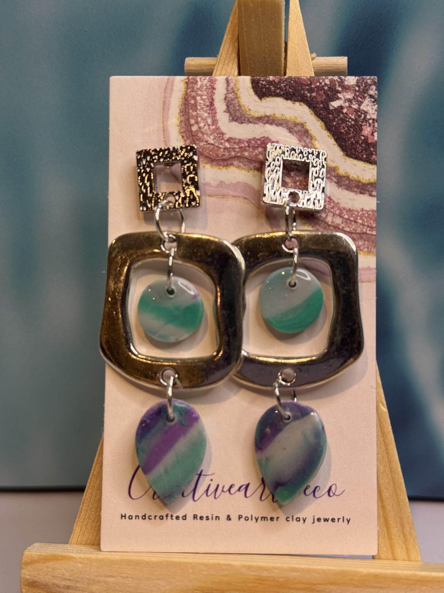 Faux Fluorite Clay Dangles