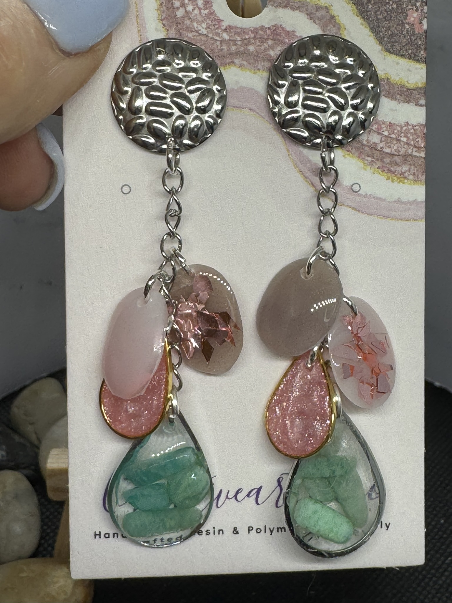Dangle Chains with Green Abalone