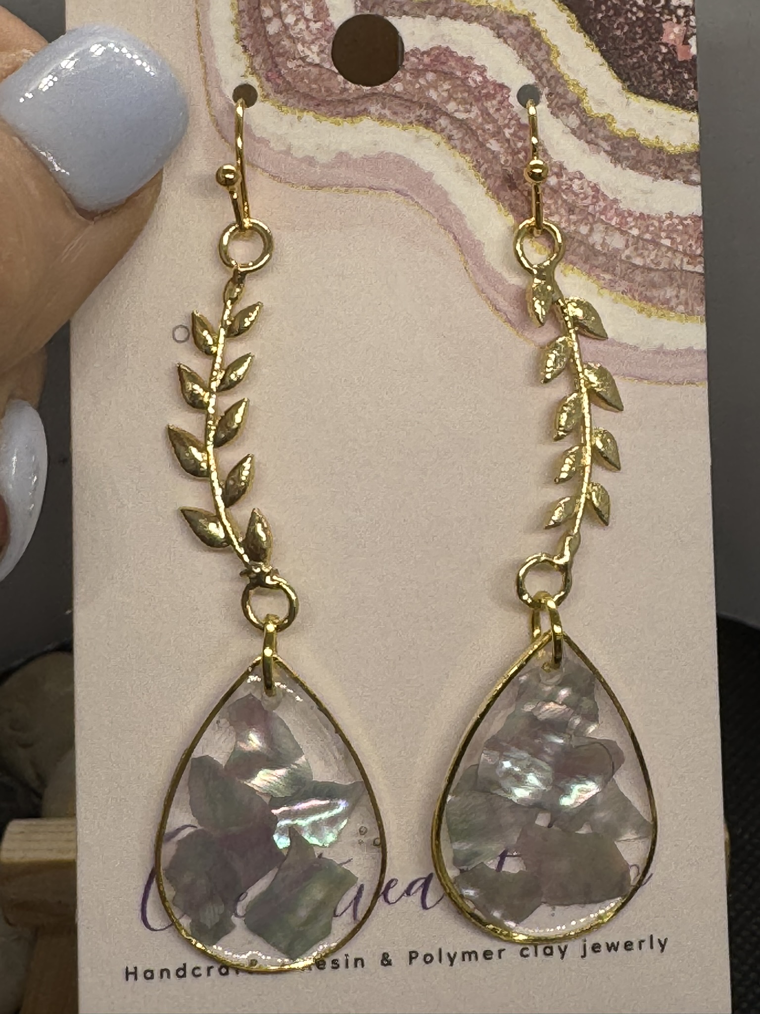 Abalone Leaf Dangles