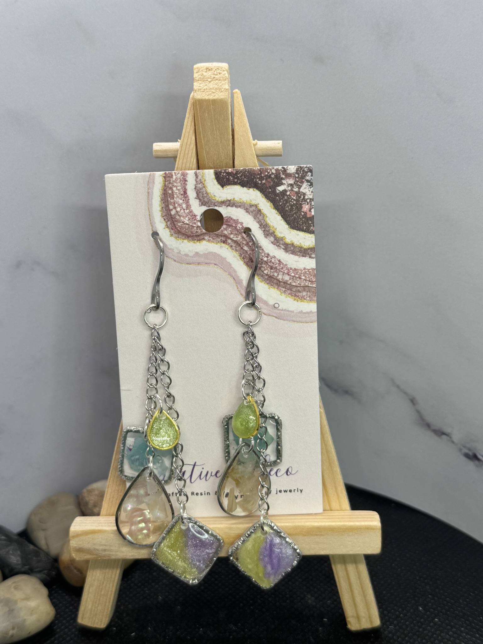 Chain Resin and Abalone Dangles