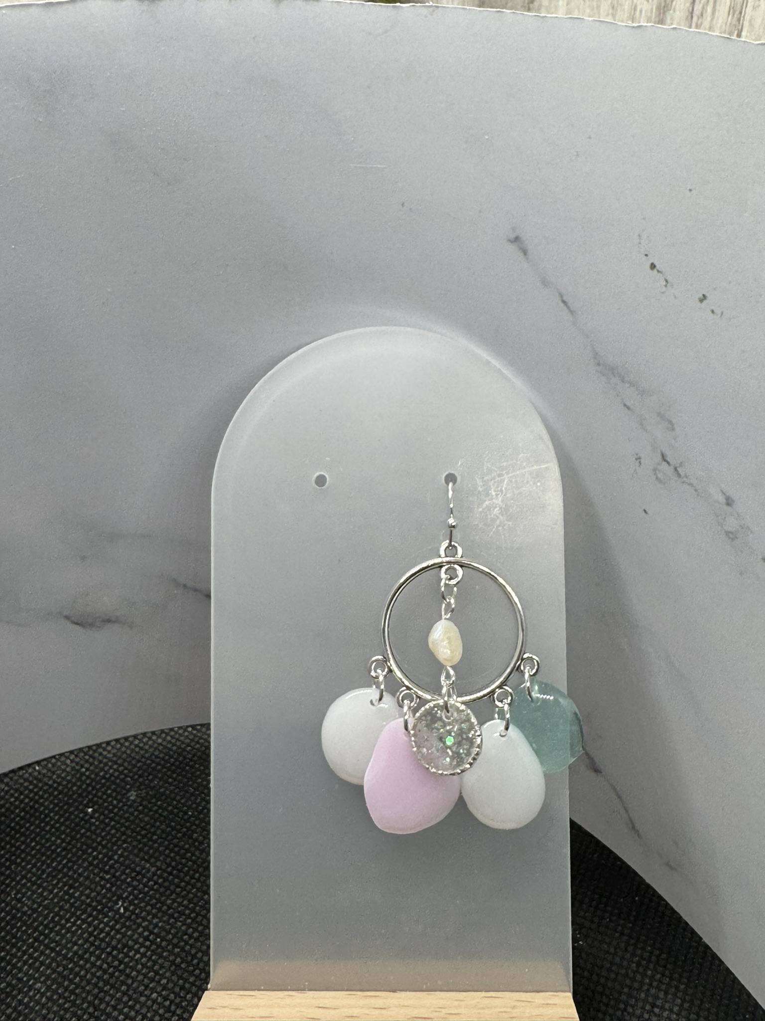 Fresh Water Pearl Resin Dangle Earrings