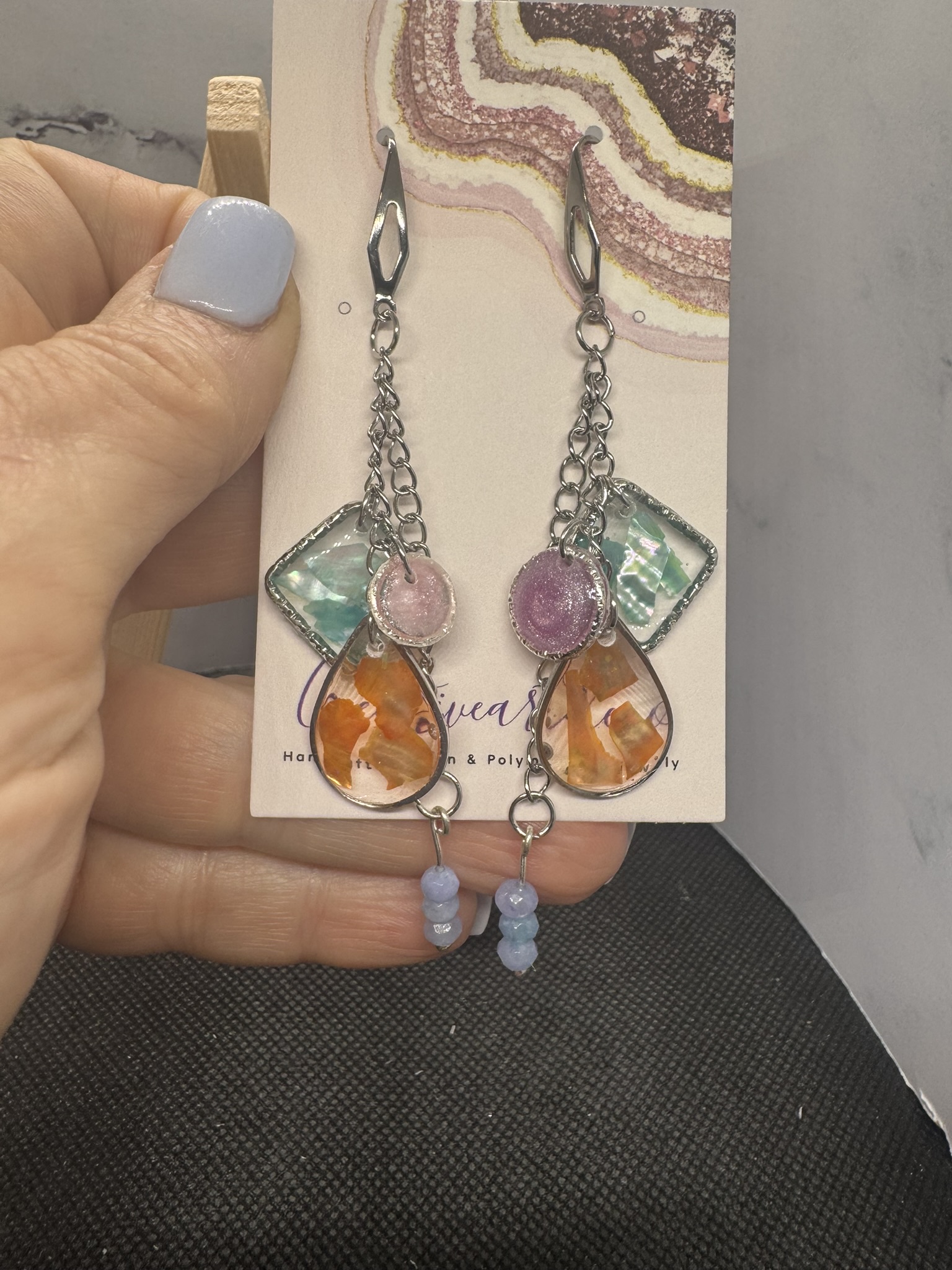 Chain Dangle and Blue Gemstones