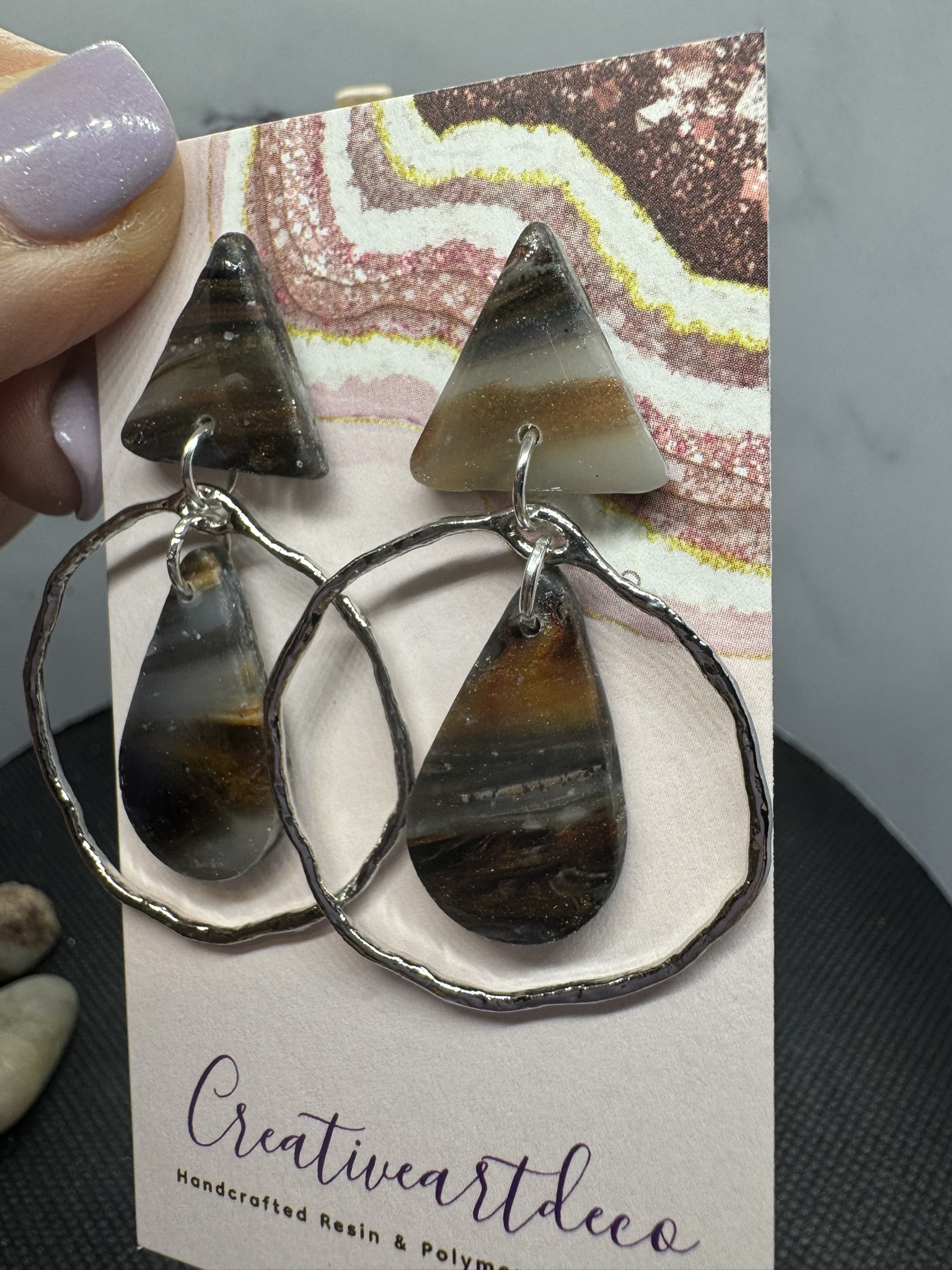 Geode Pattern Statement Earrings