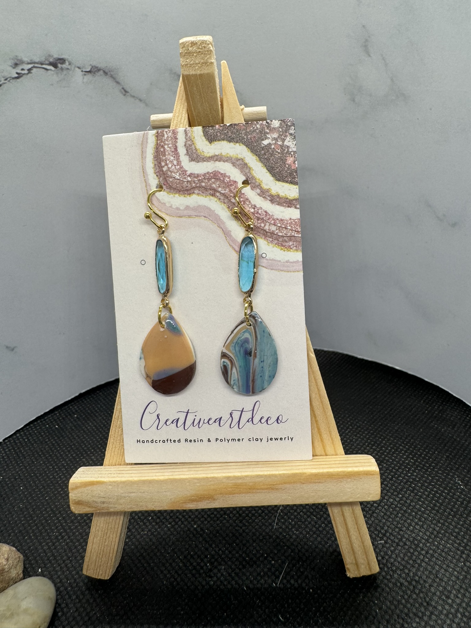 Crystal Bead Clay Earrings
