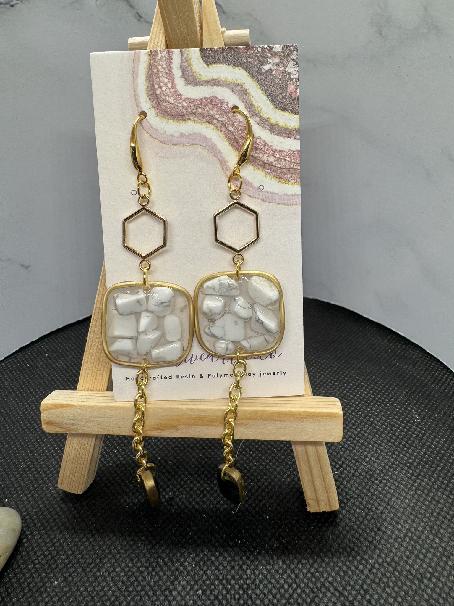 Geometric Stone Dangle Earrings