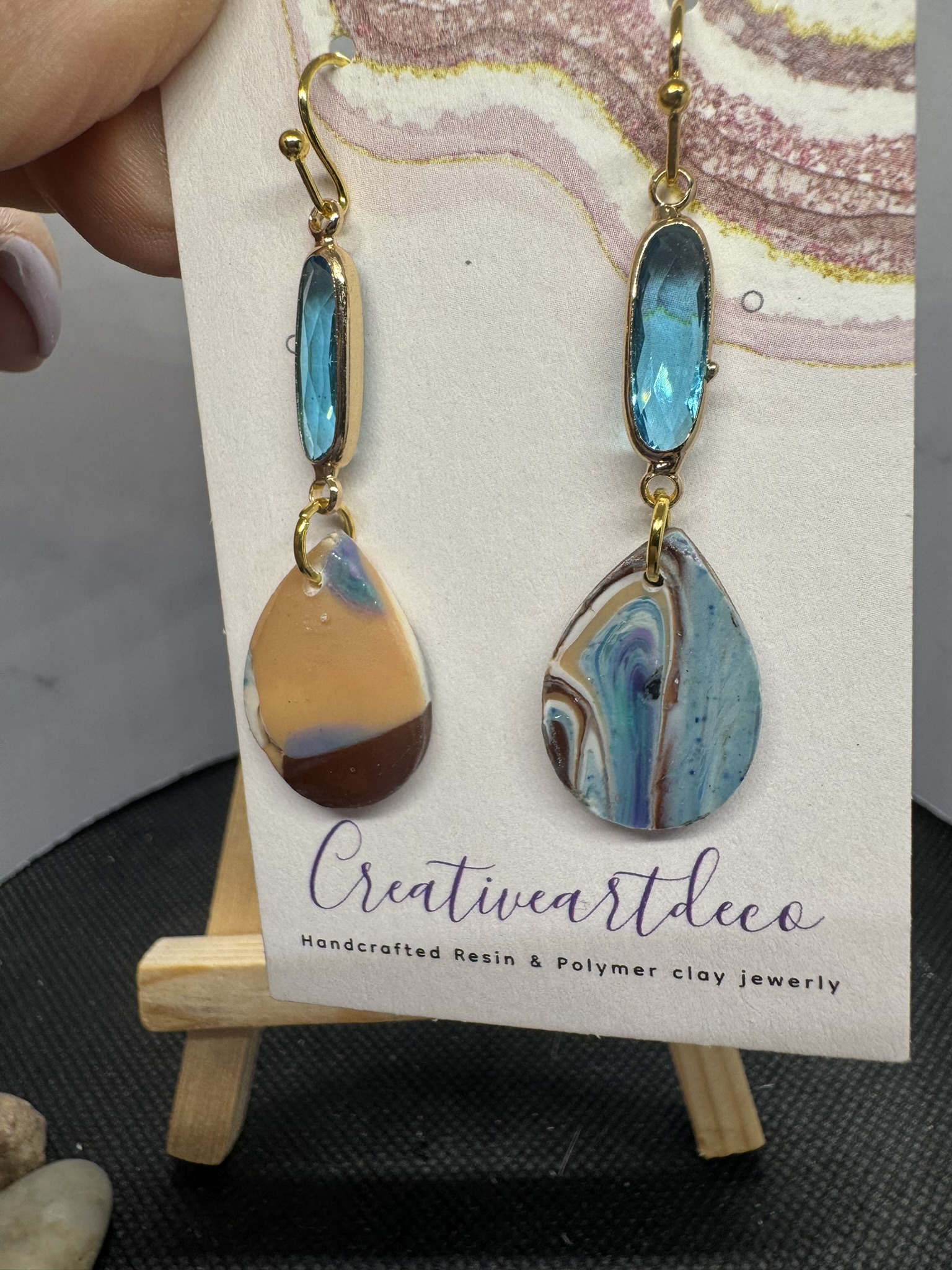 Crystal Bead Clay Earrings