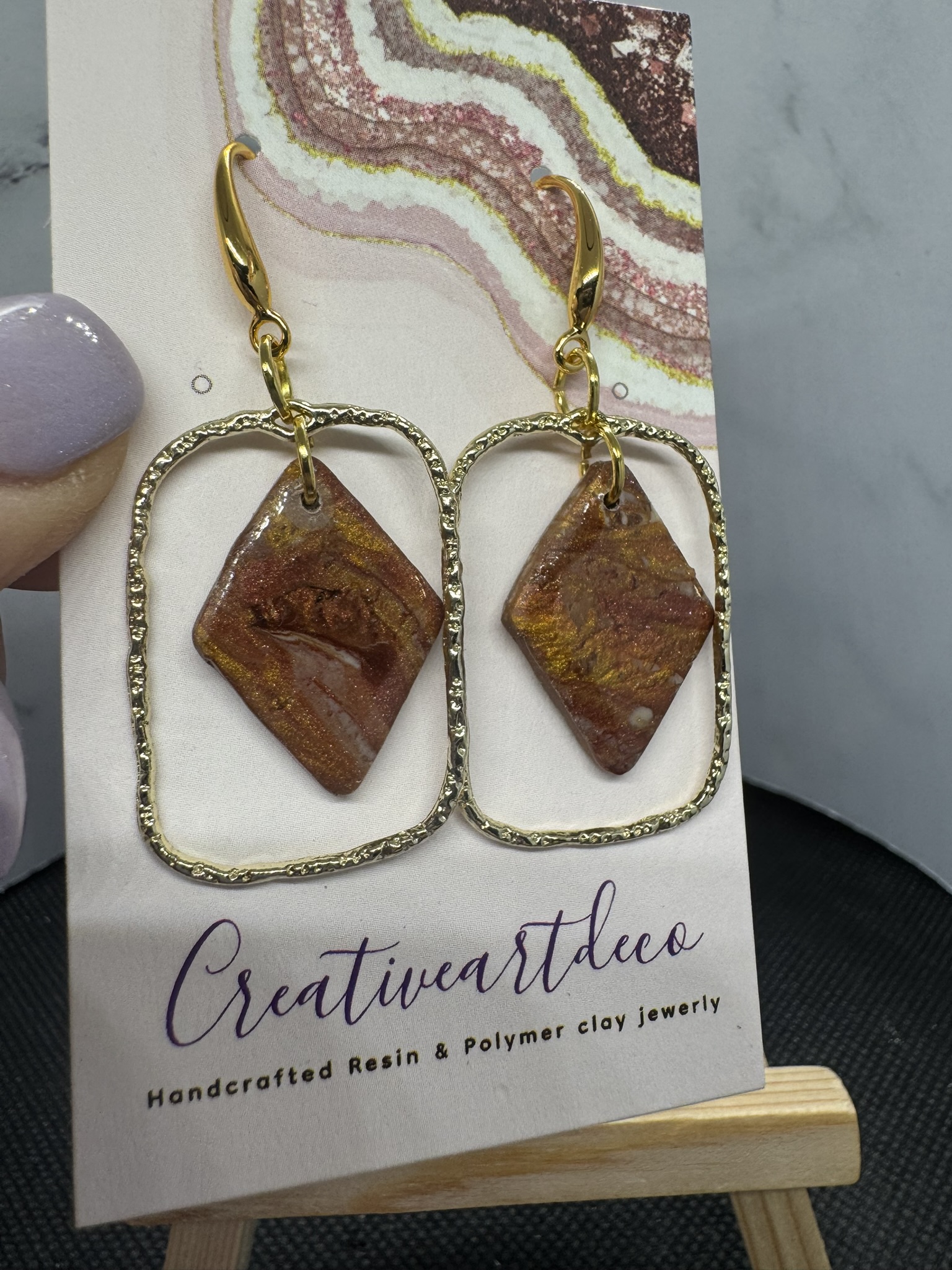 Bronze Metallic Clay Earrings
