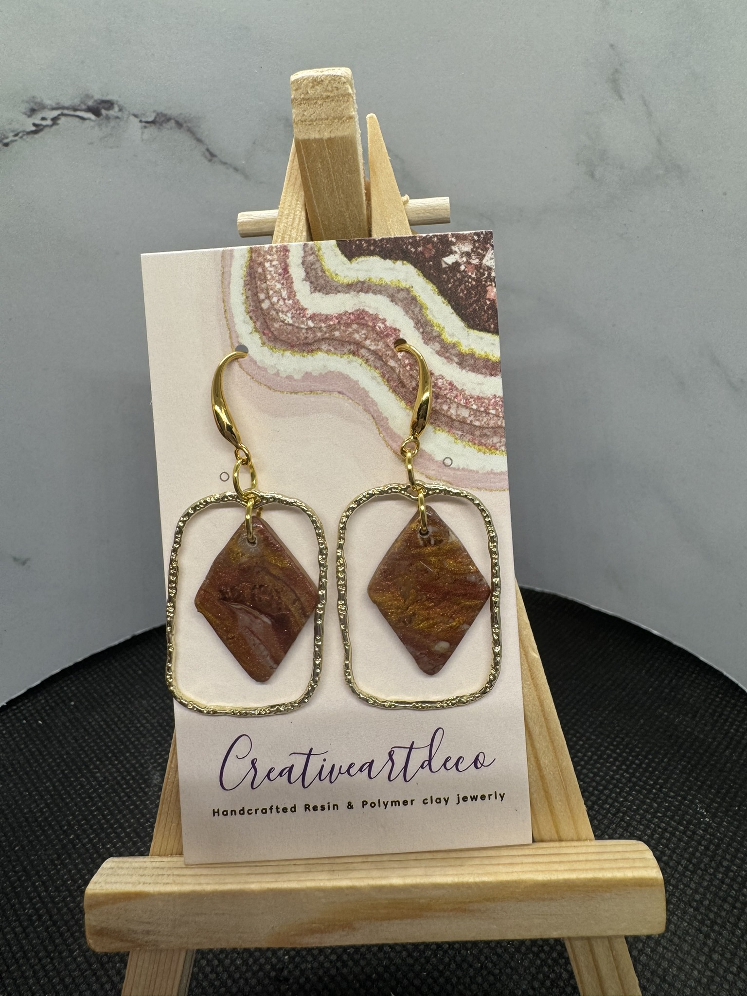 Bronze Metallic Clay Earrings