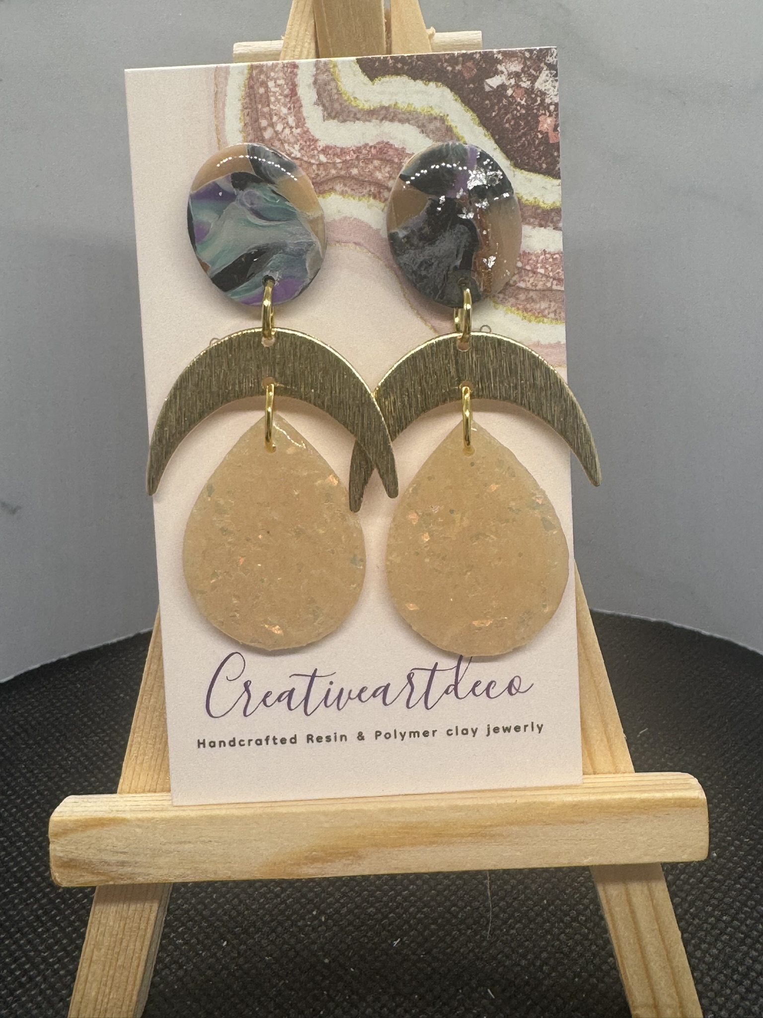 Faux stone and Faux Opal Dangles