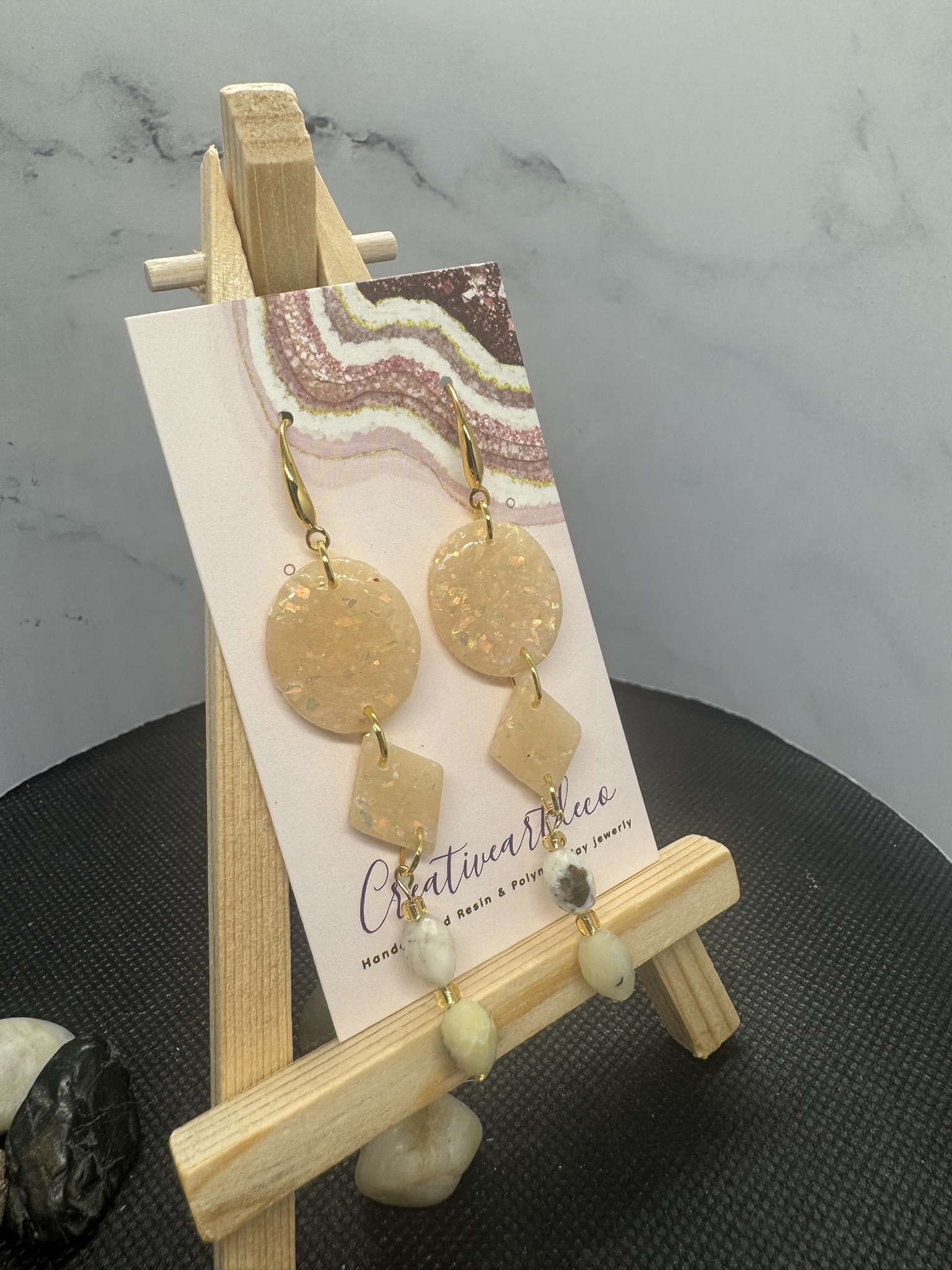 Faux Opal Dangles with Gemstones