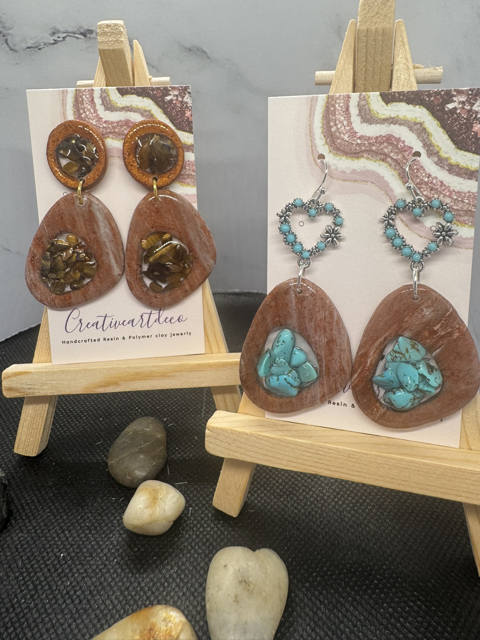 Tiger eye and Turquoise Organic Drops