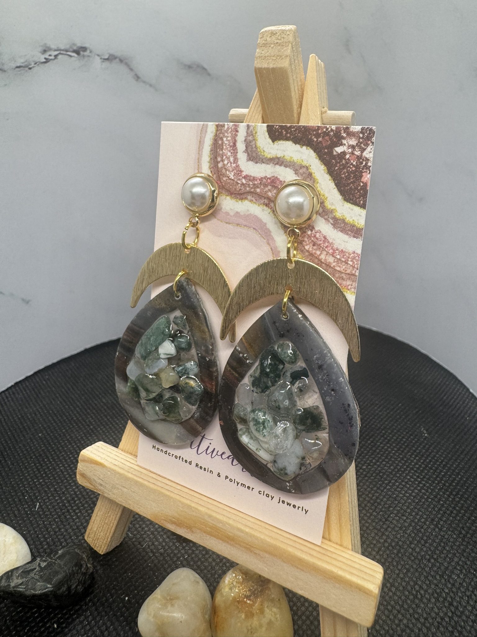 Faux Stone and Gemstone Dangle Earrings