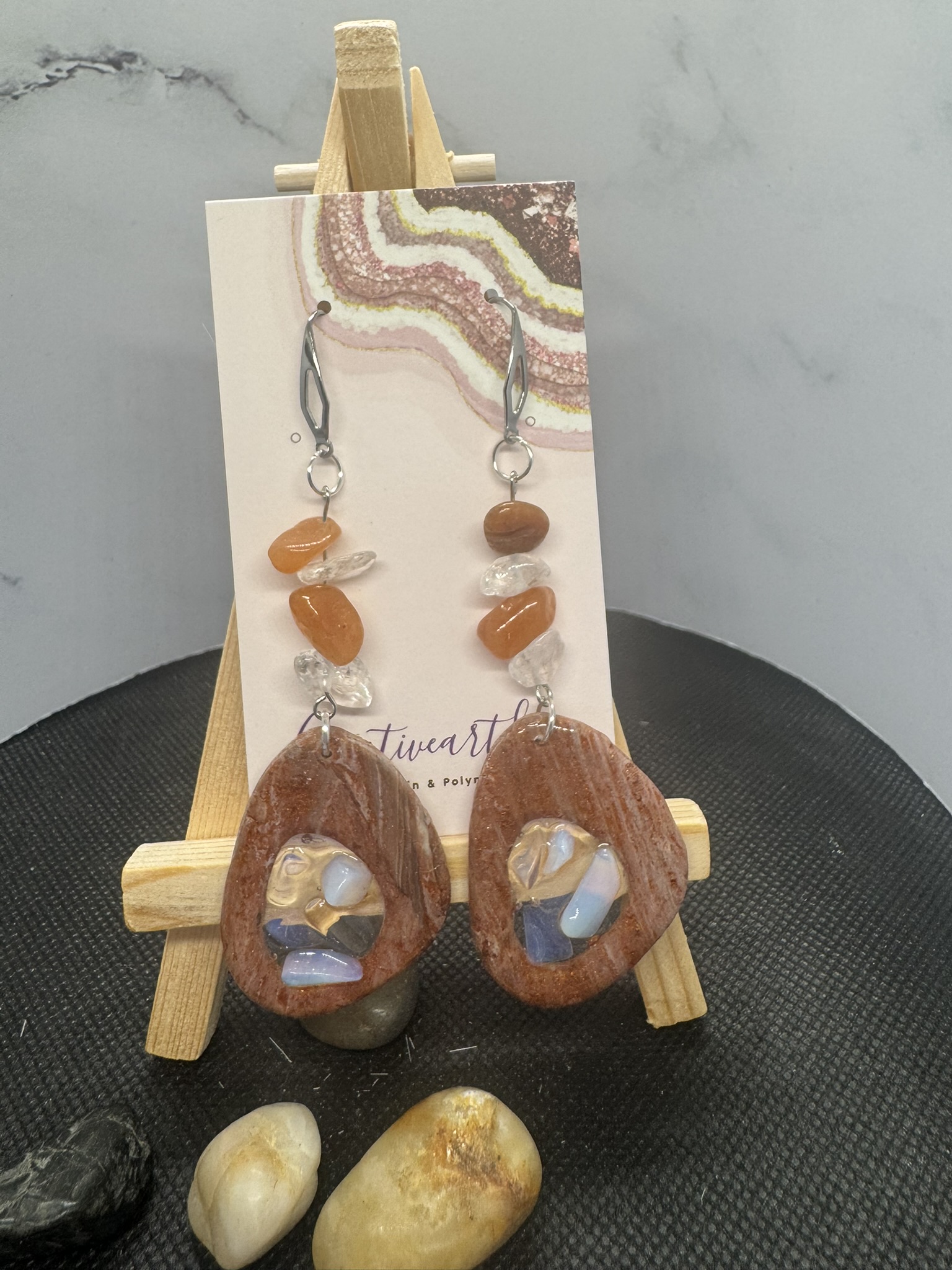 Faux Stone and Moonstone Dangles