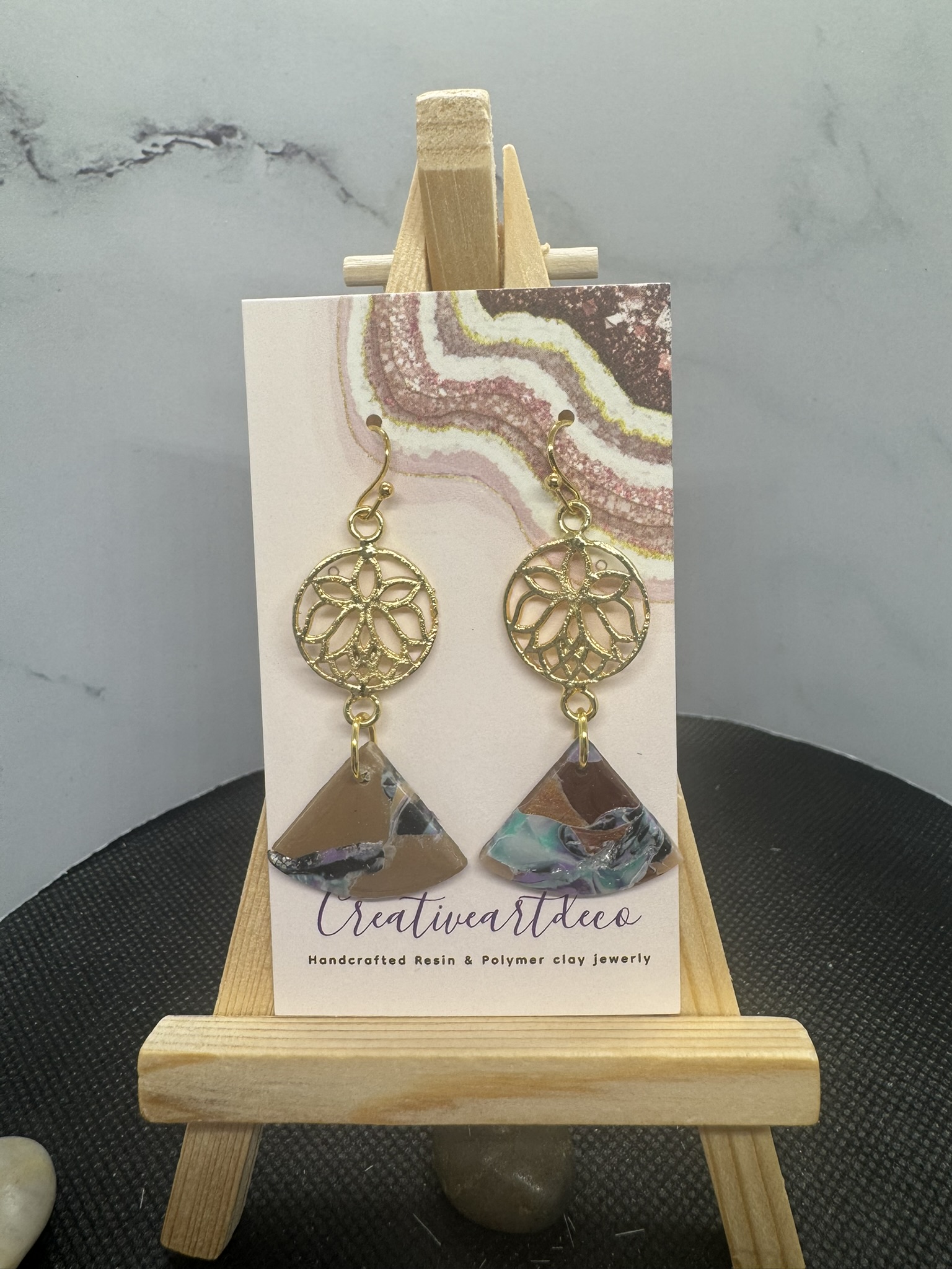 Faux Stone and Floral Charm Dangles