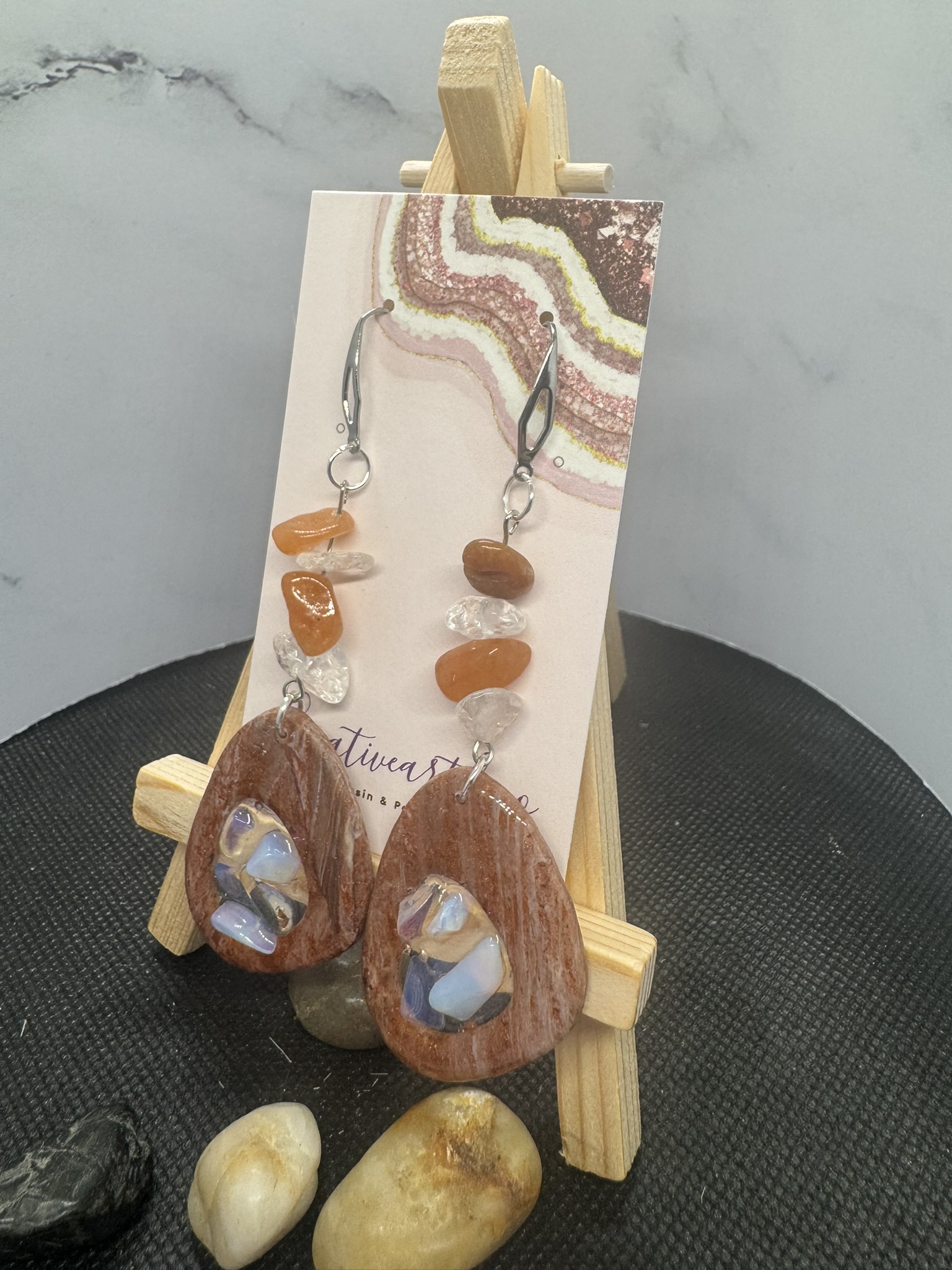 Faux Stone and Moonstone Dangles