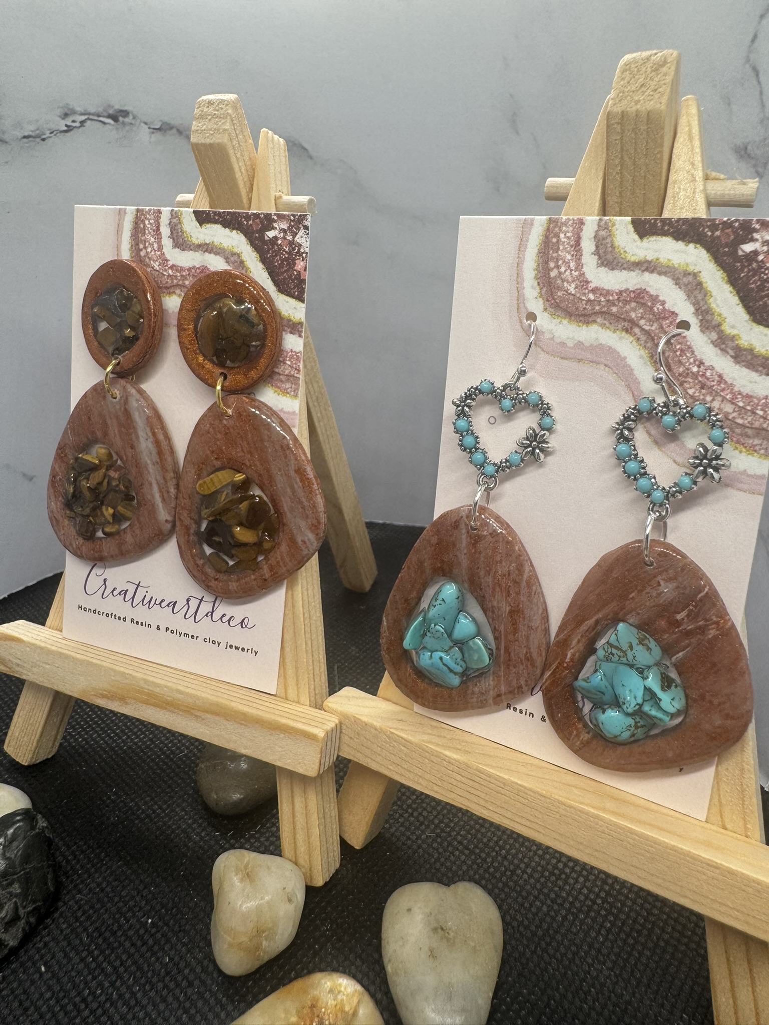 Tiger eye and Turquoise Organic Drops