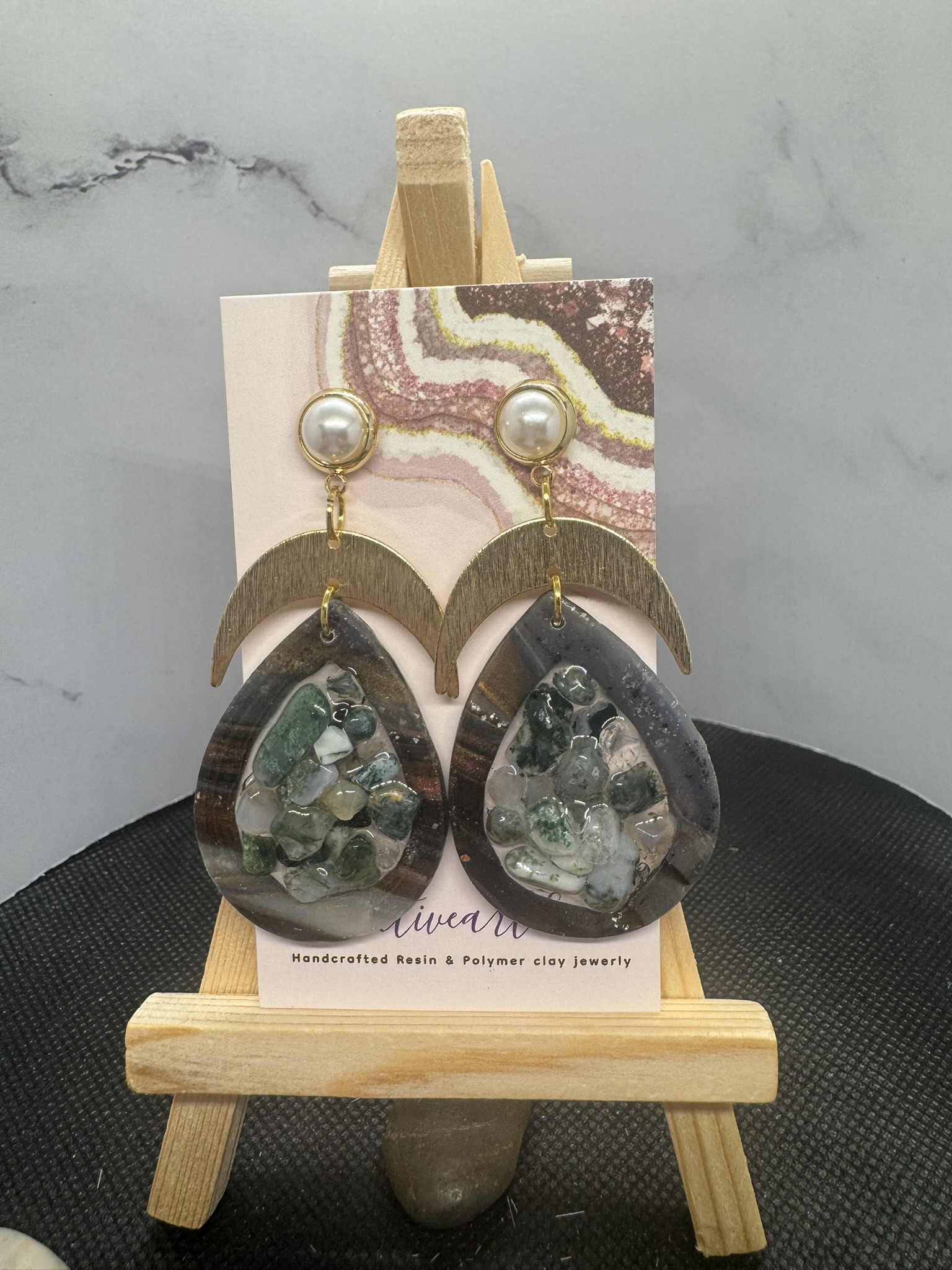 Faux Stone and Gemstone Dangle Earrings
