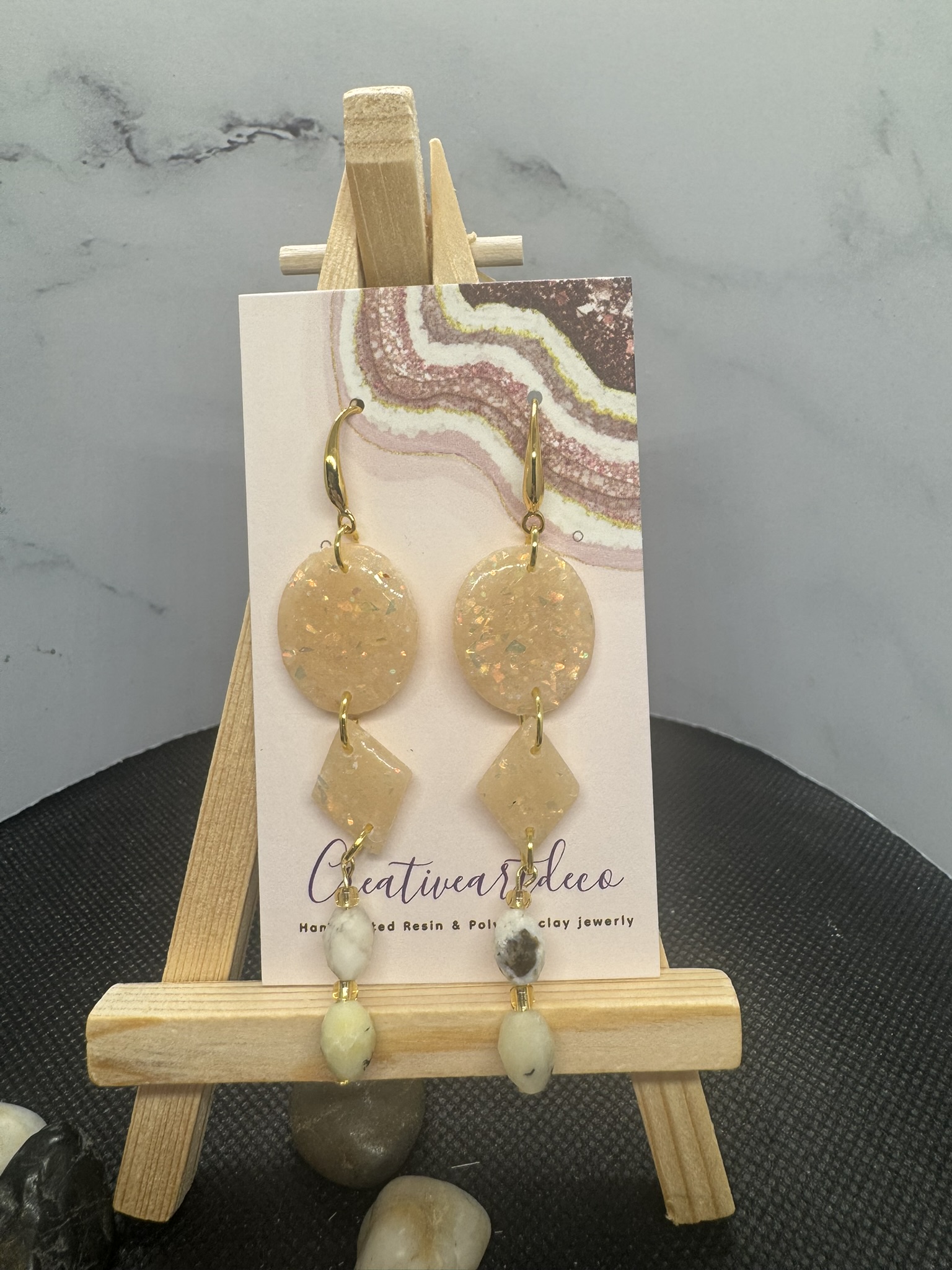 Faux Opal Dangles with Gemstones