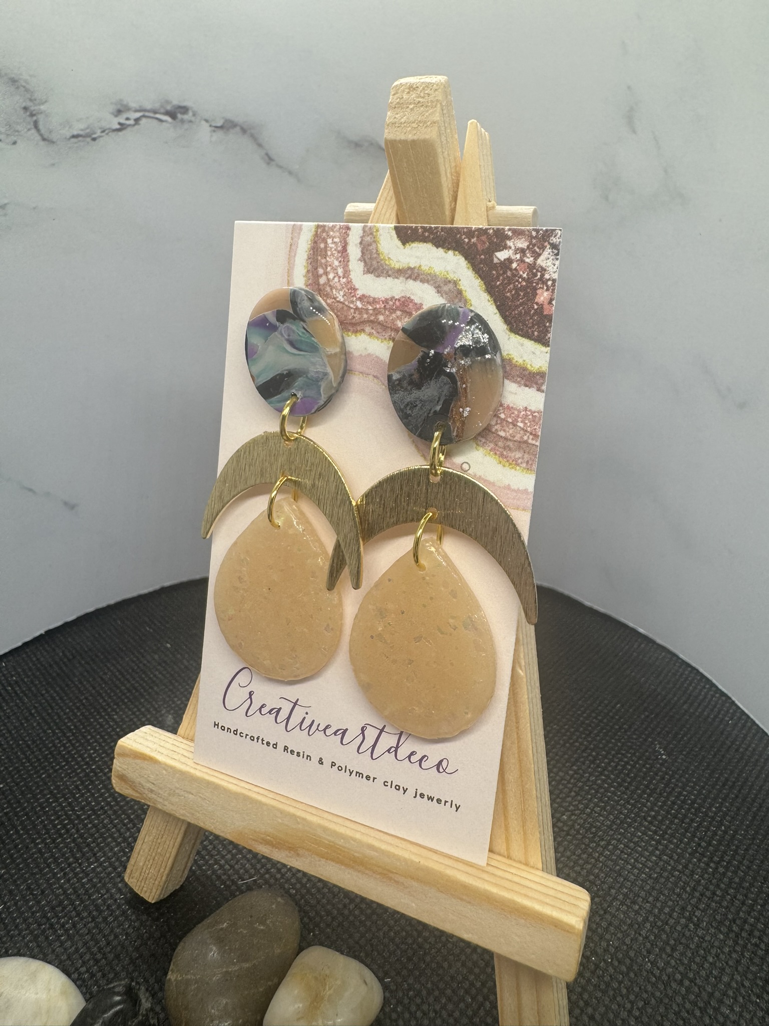 Faux stone and Faux Opal Dangles