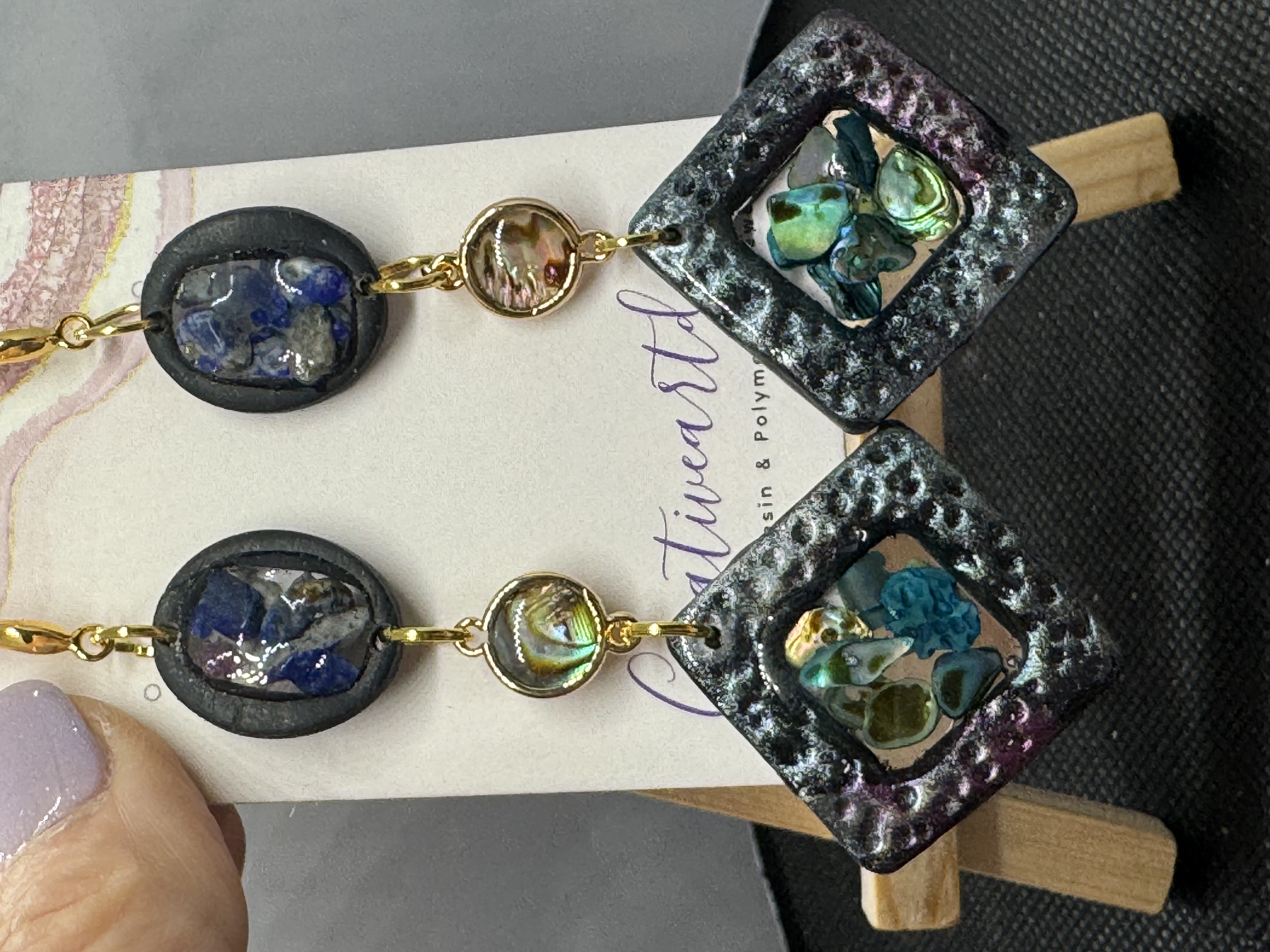 Statement Abalone and Blue Jasper Dangles