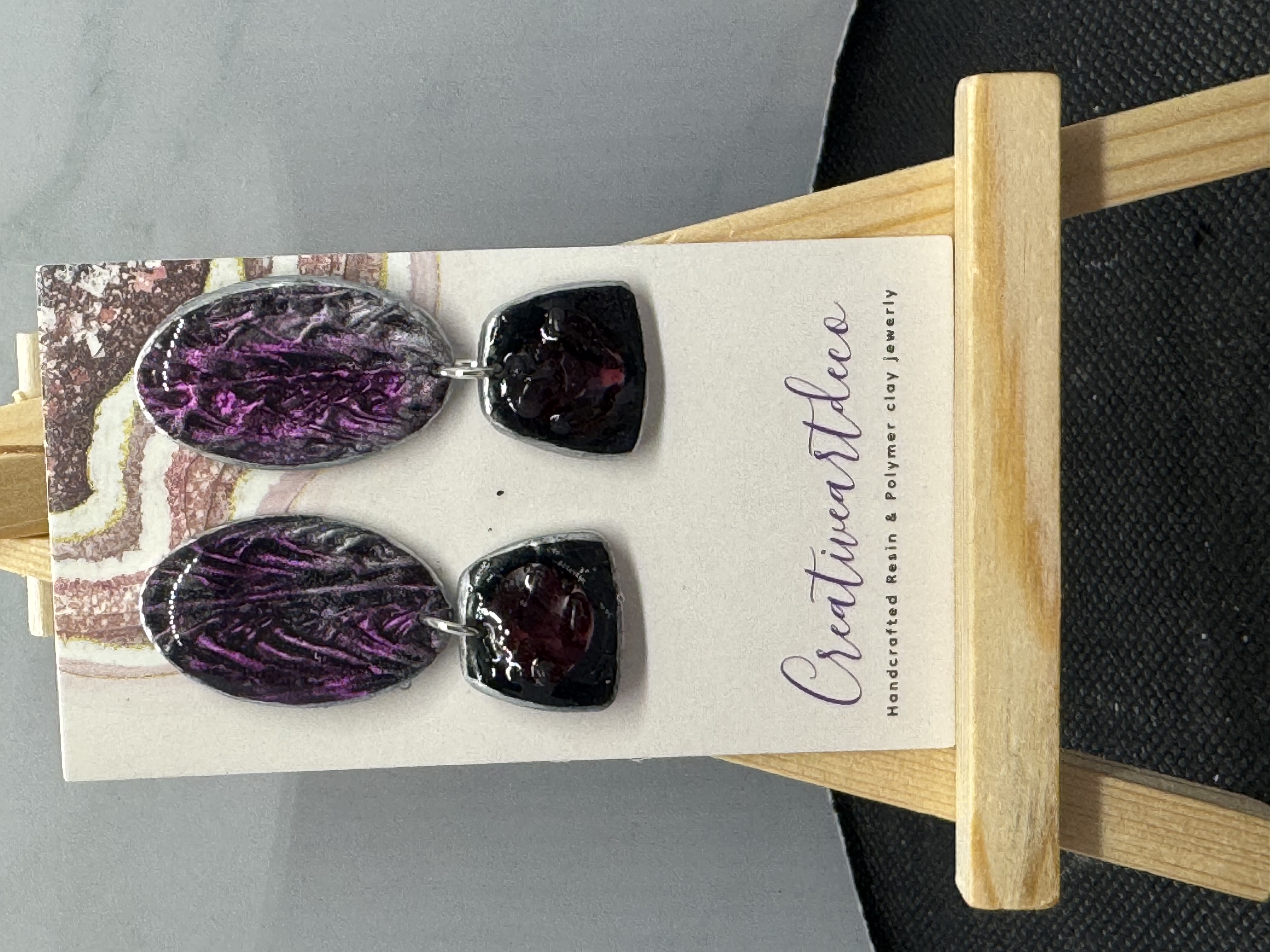 Purple, Gray Garnet Earrings