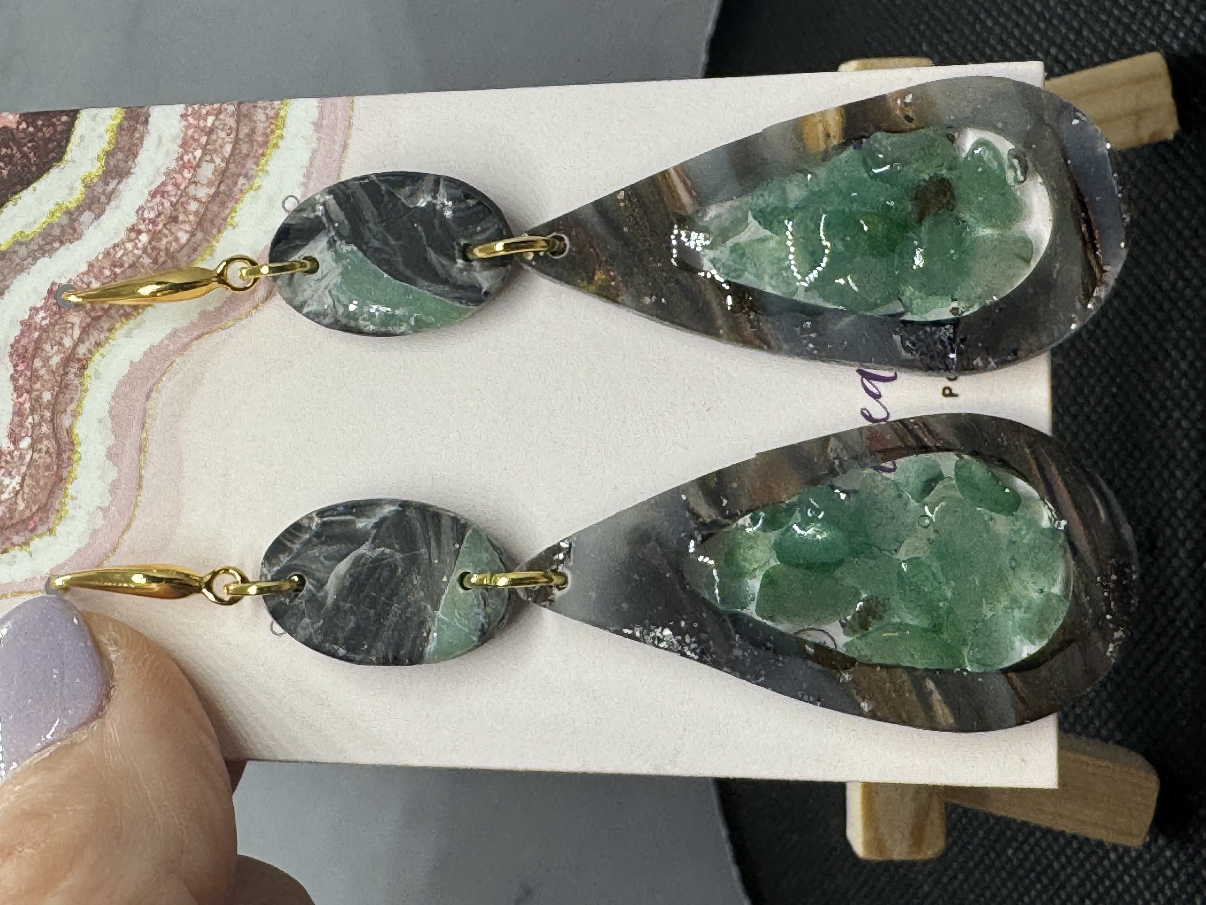 Cut Out Tear Drop Aventurine Earrings