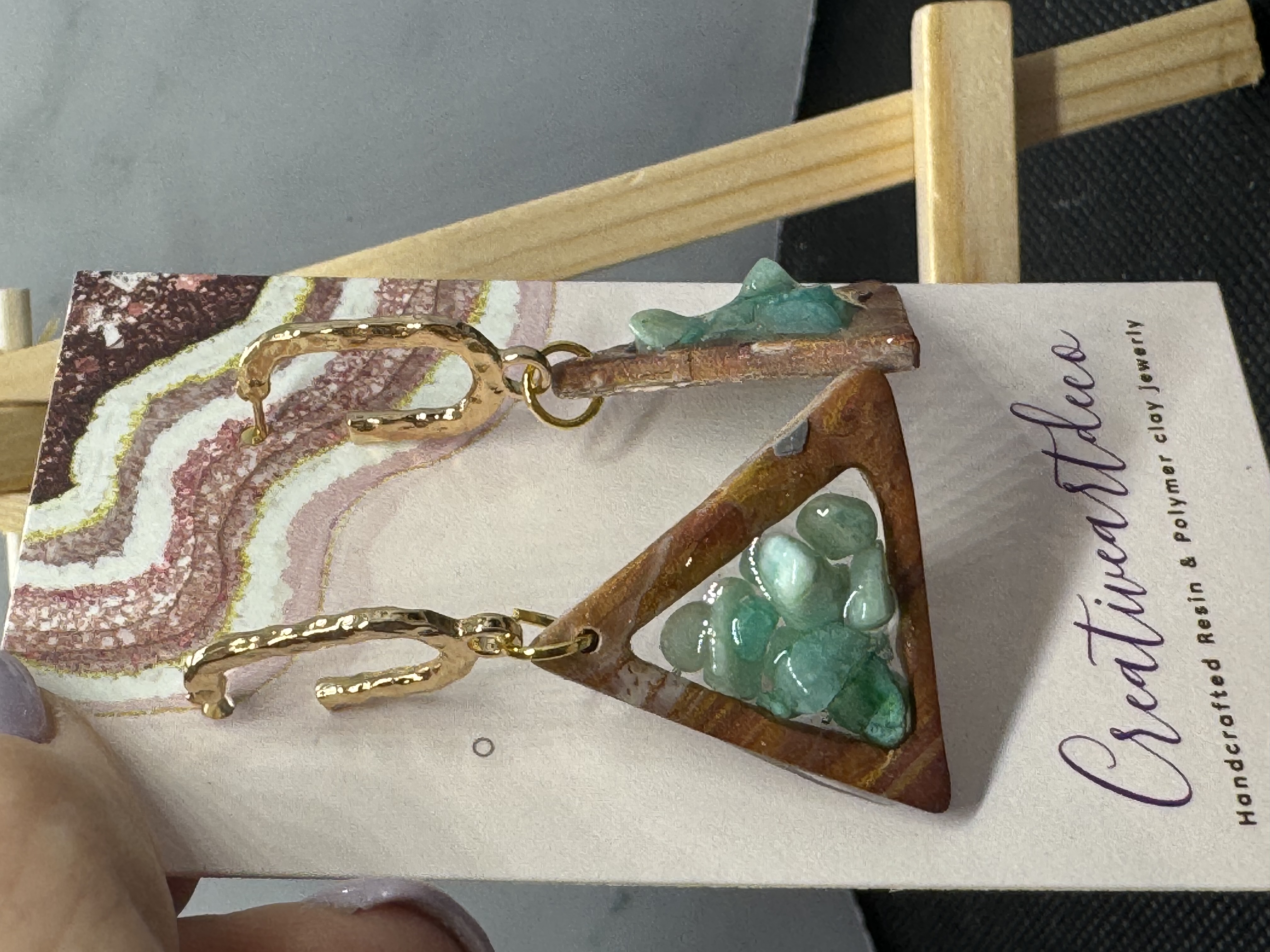 Aventurine Triangle Dangles