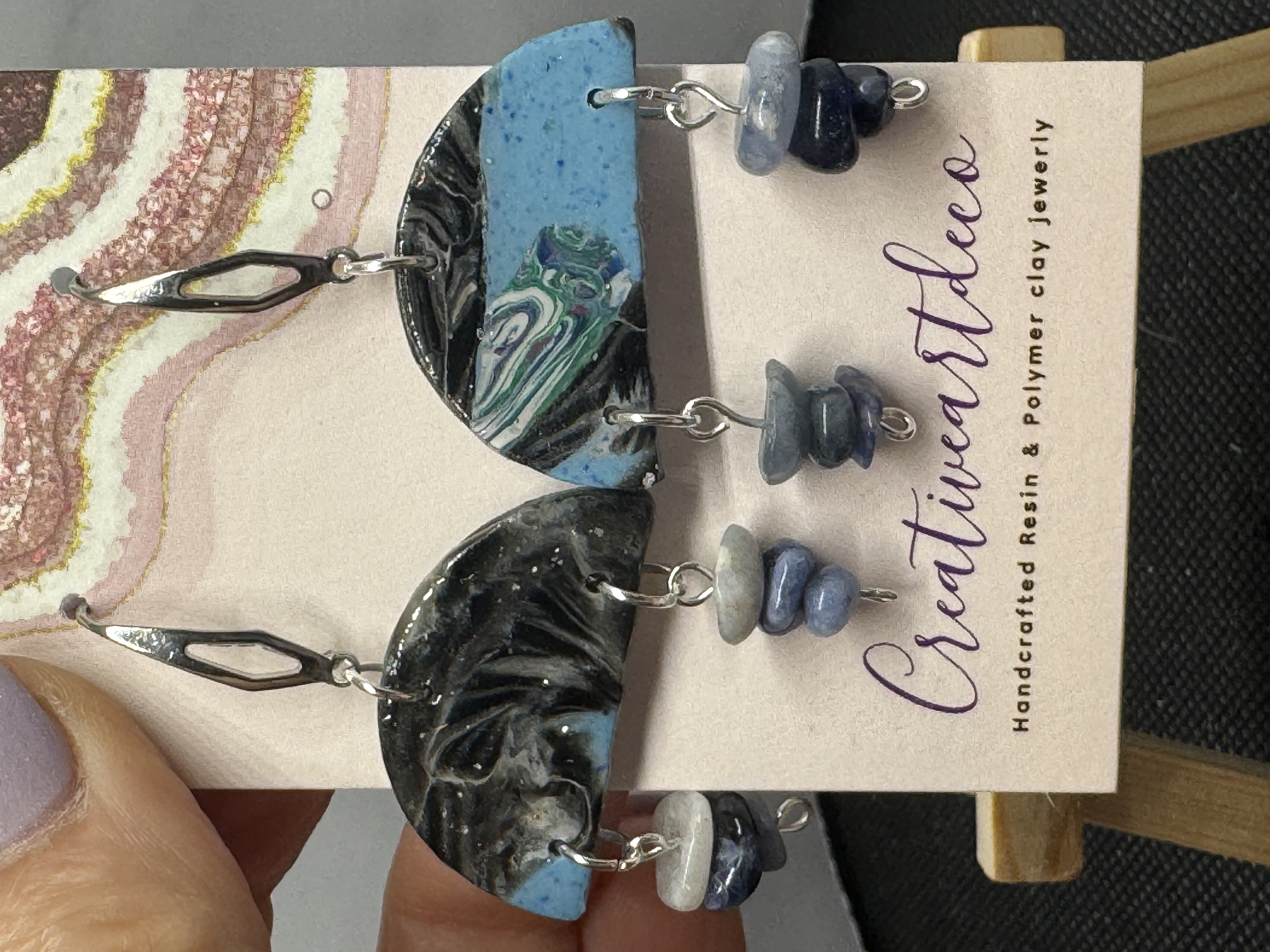 Half Circle Gemstone Drops