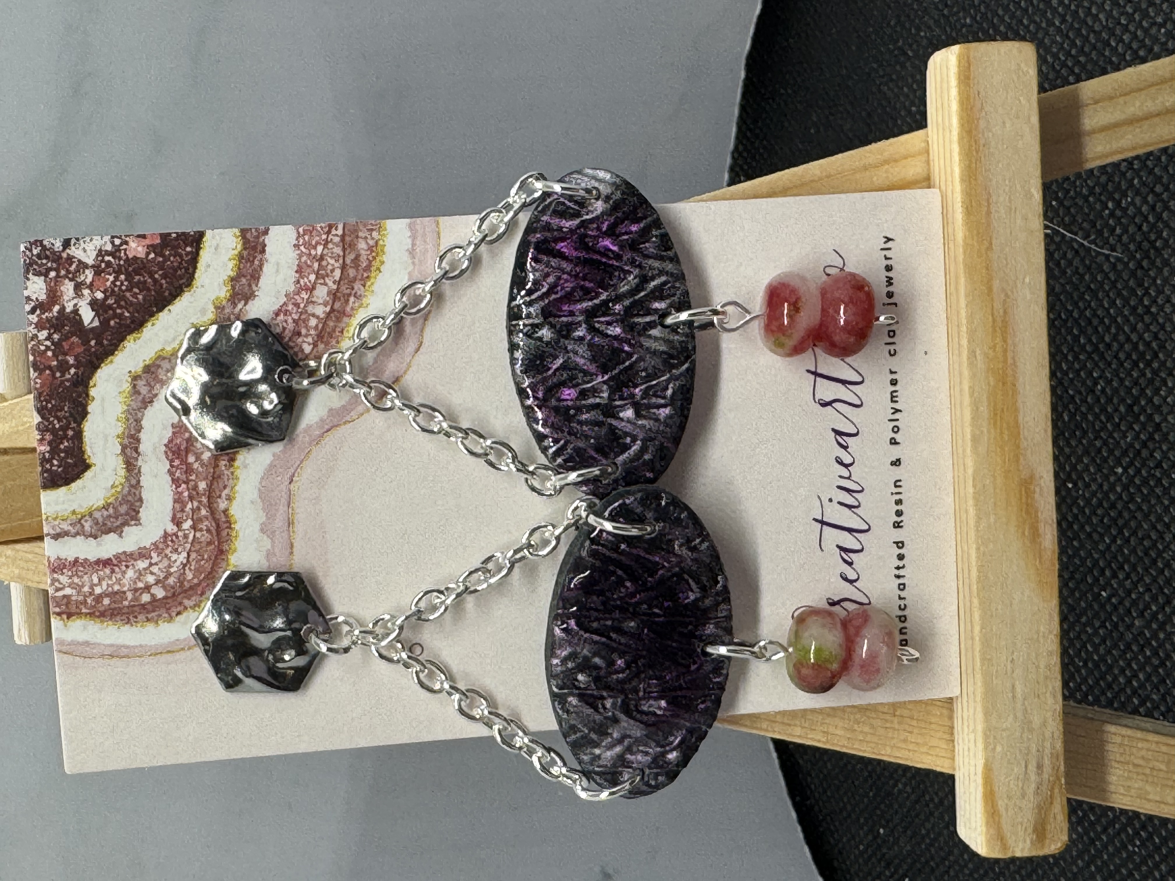 Shimmering chain and Gemstone Dangles