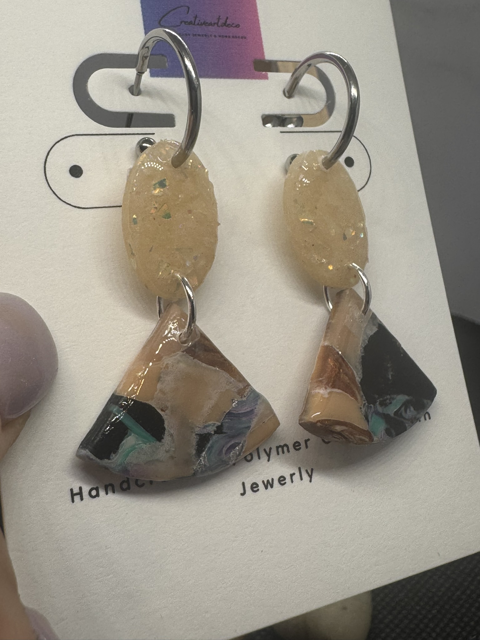 Faux Opal Dangles on Small Hoop