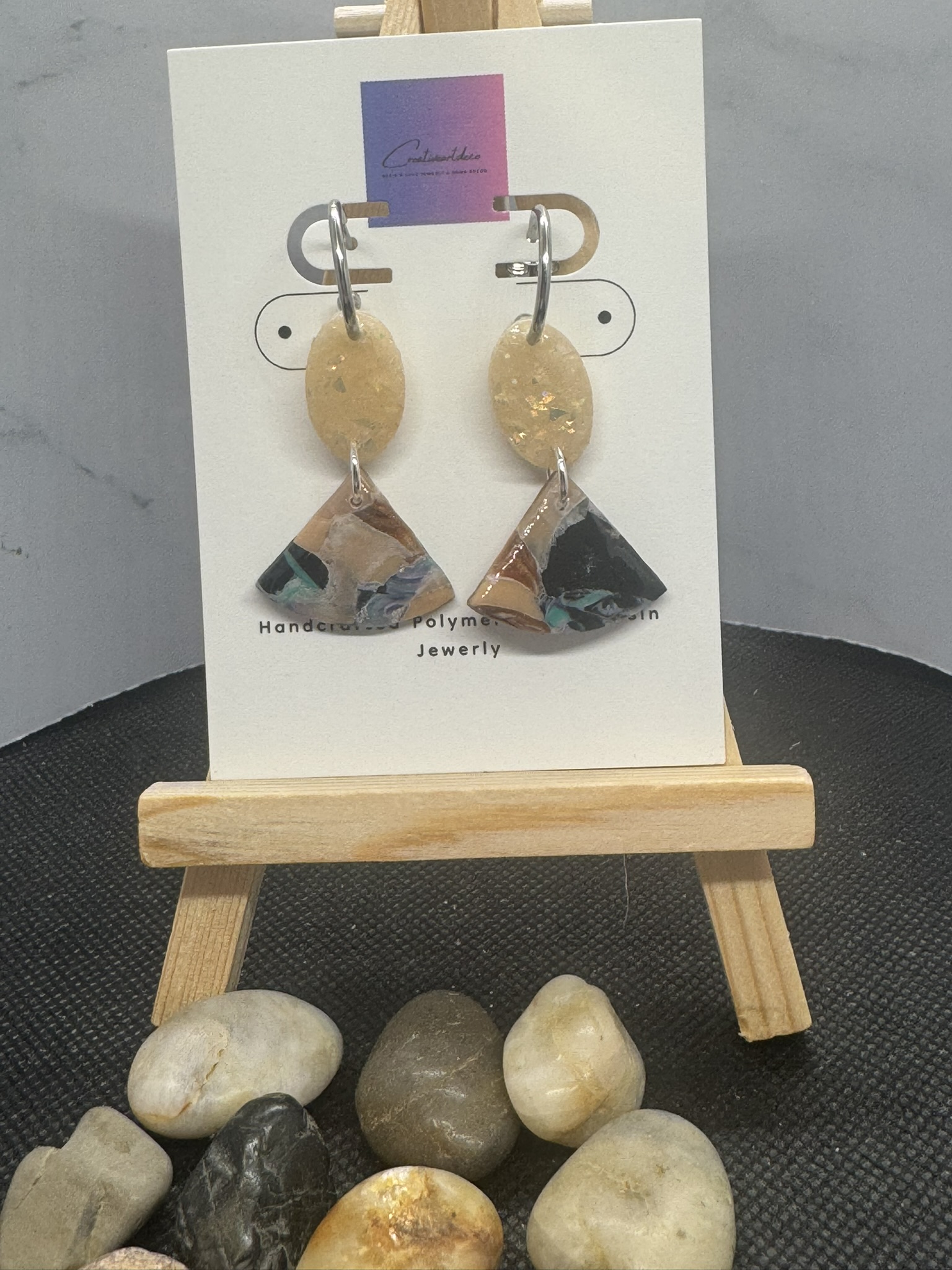 Faux Opal Dangles on Small Hoop