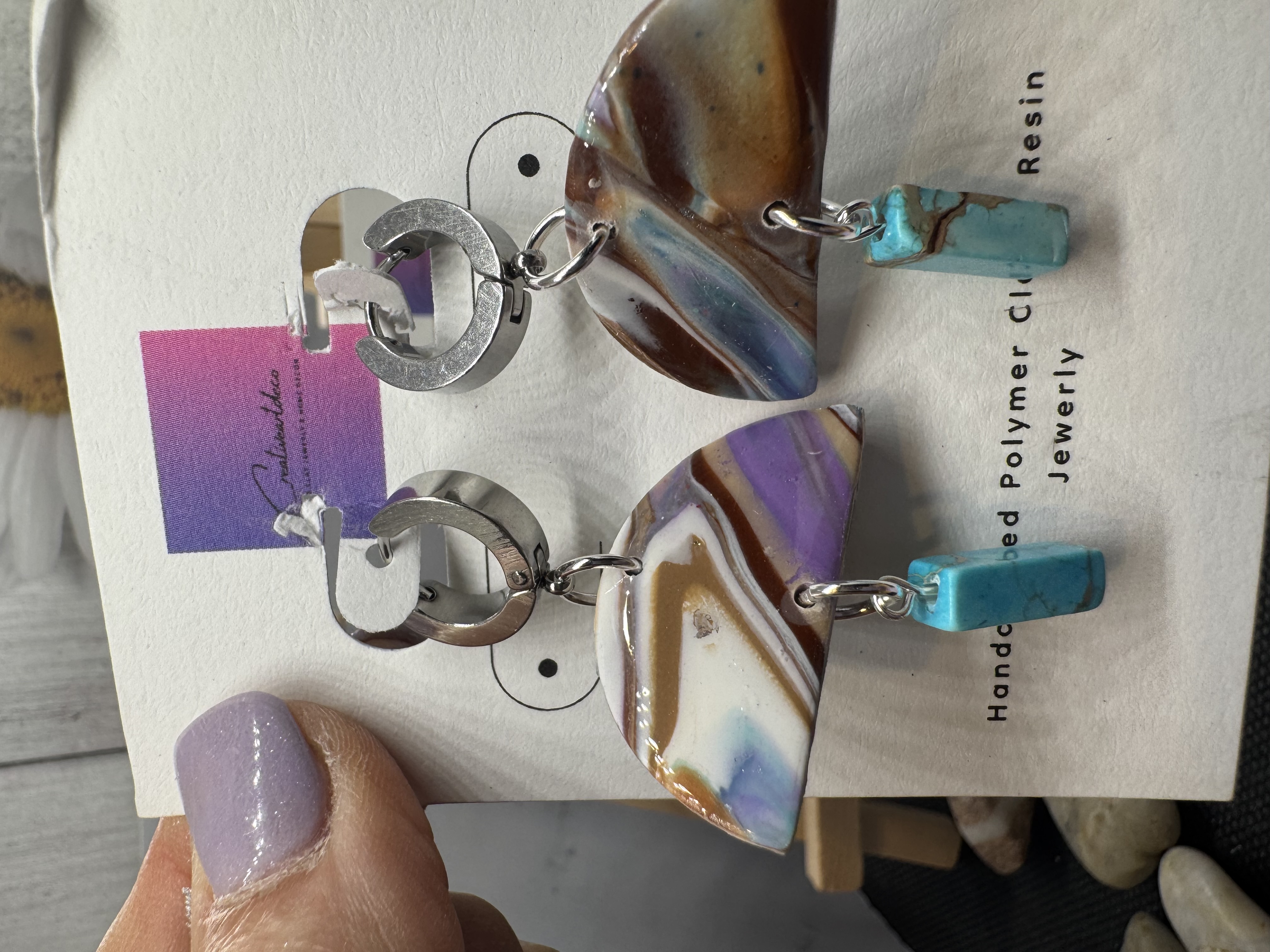 Elegant Geometric Drop Turquoise Earrings
