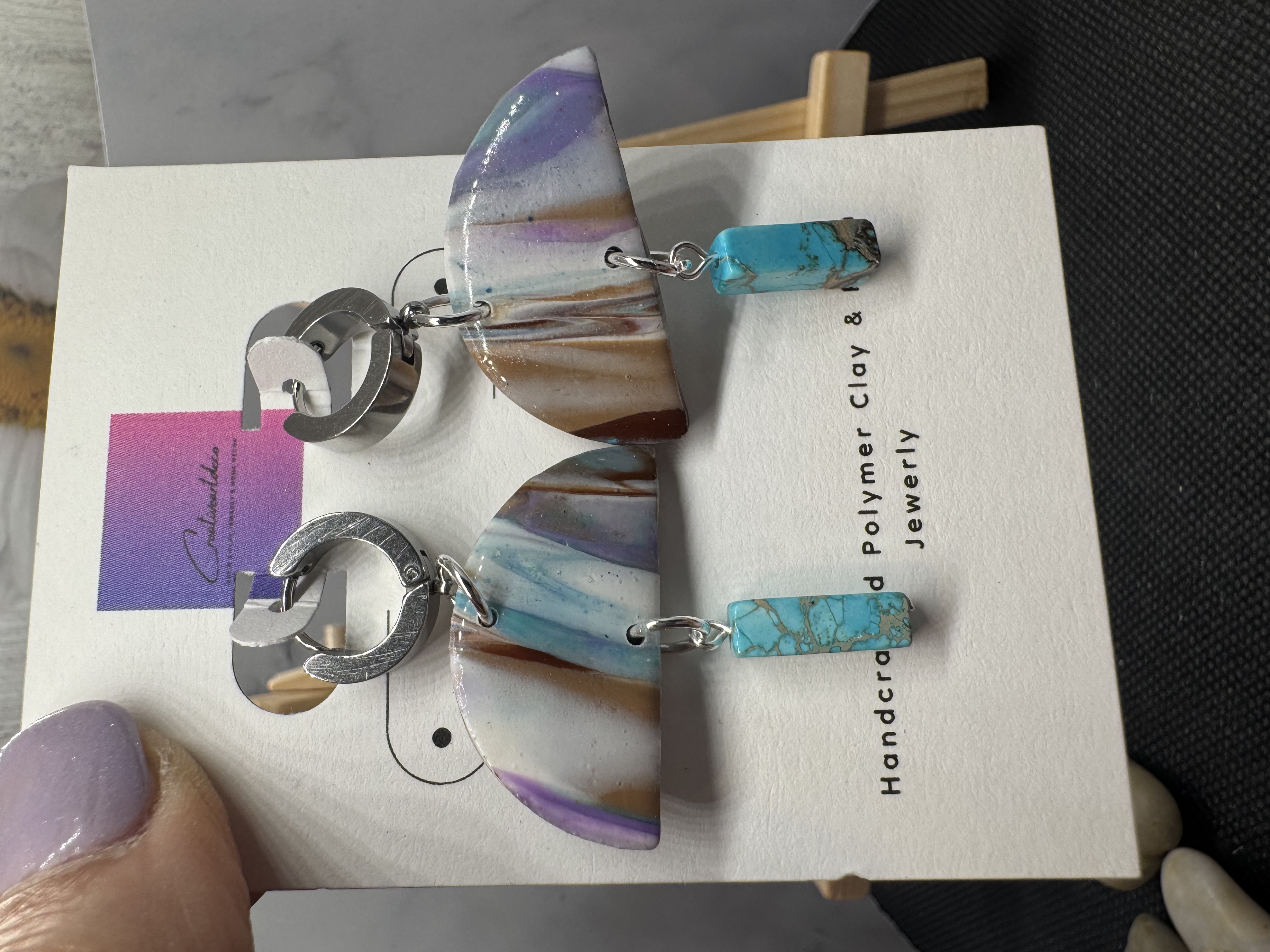 Elegant Geometric Drop Turquoise Earrings