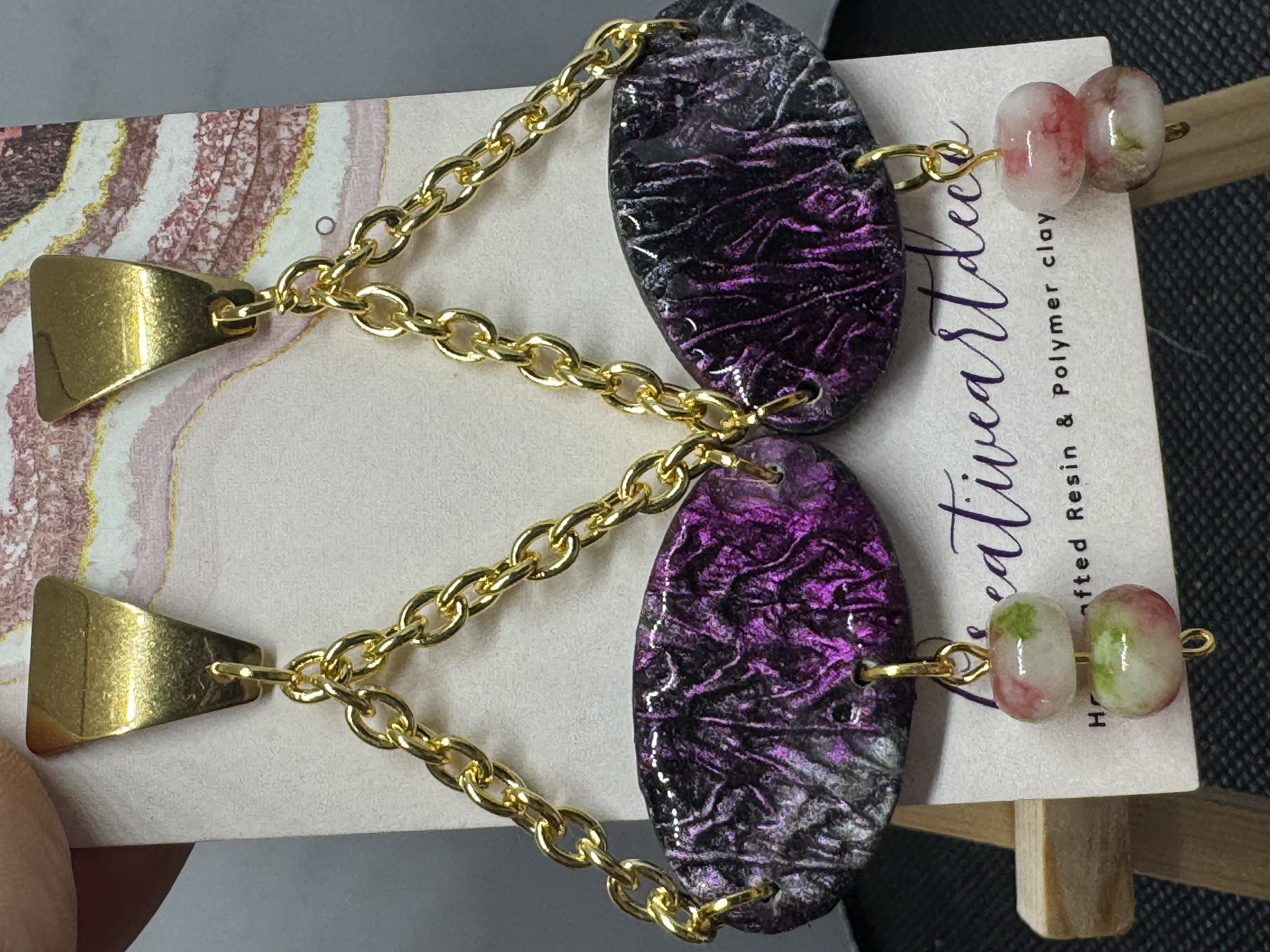 Shimmering chain and Gemstone Dangles