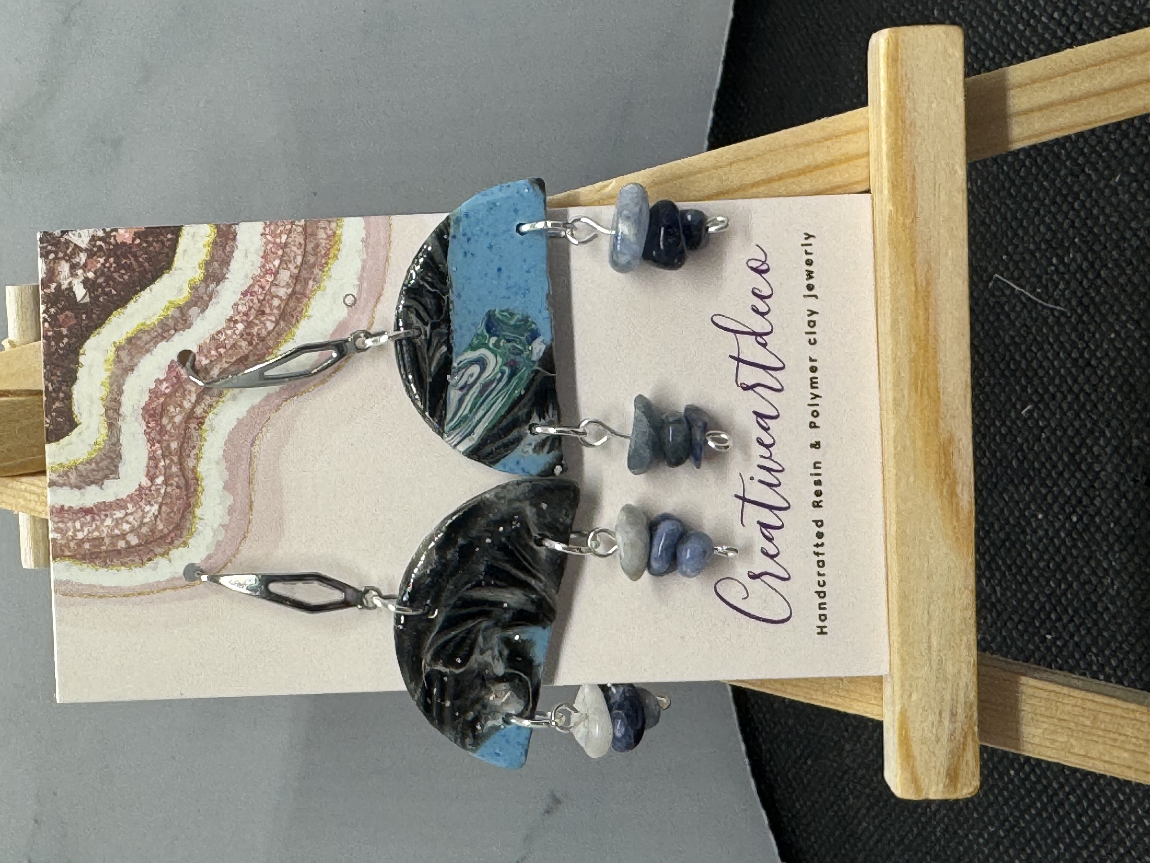 Half Circle Gemstone Drops