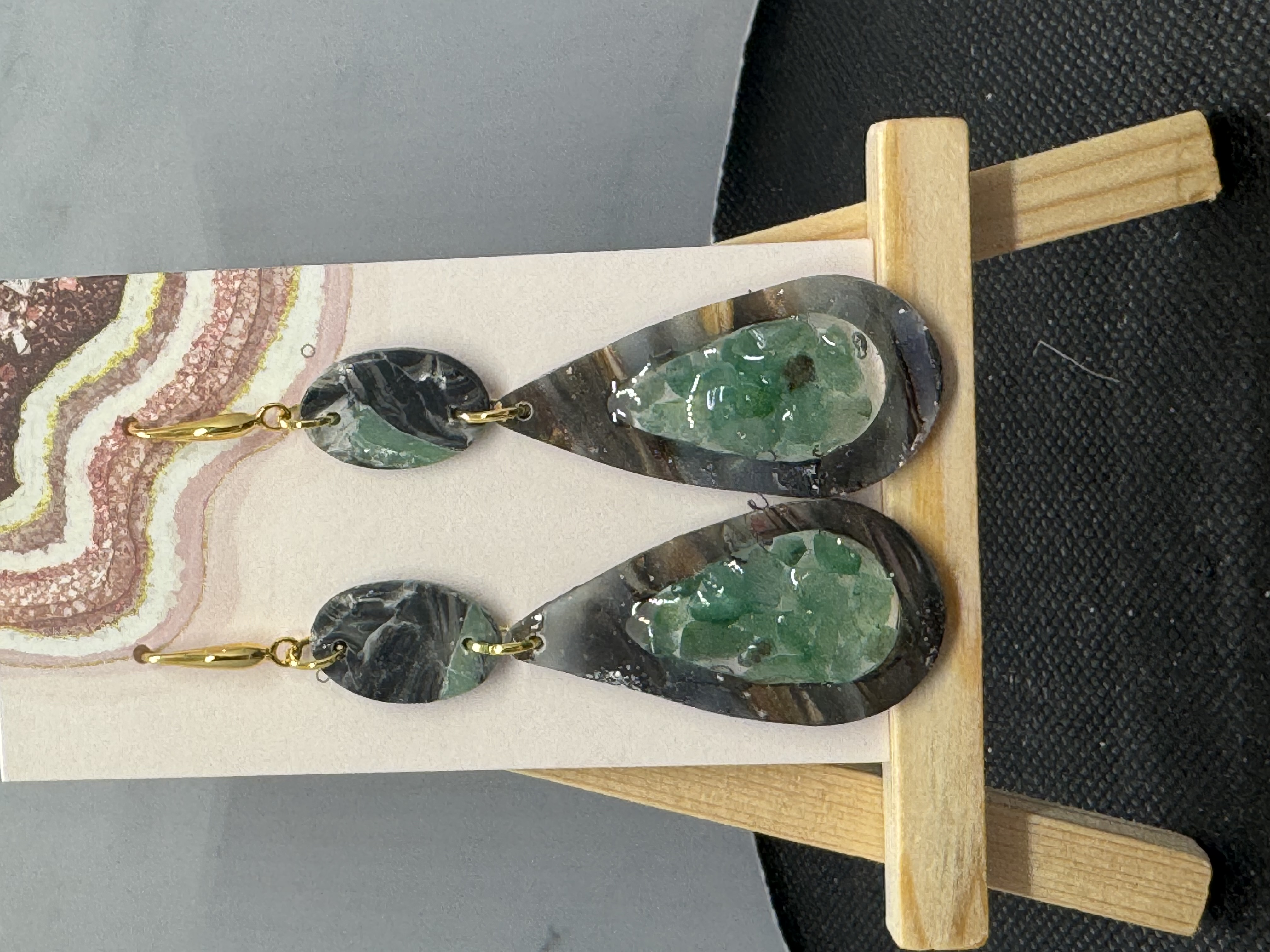 Cut Out Tear Drop Aventurine Earrings