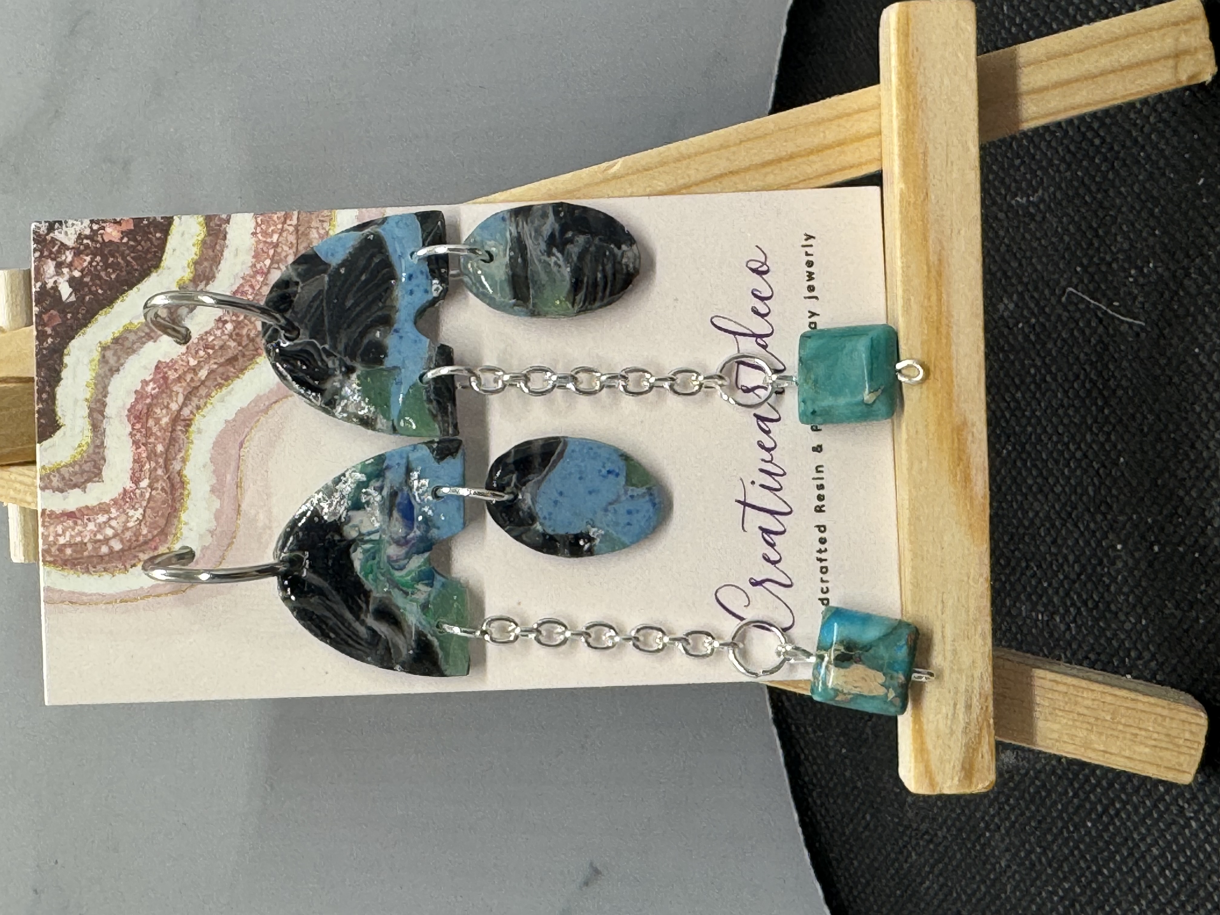 Geometric Statement Turquoise Chain Earrings