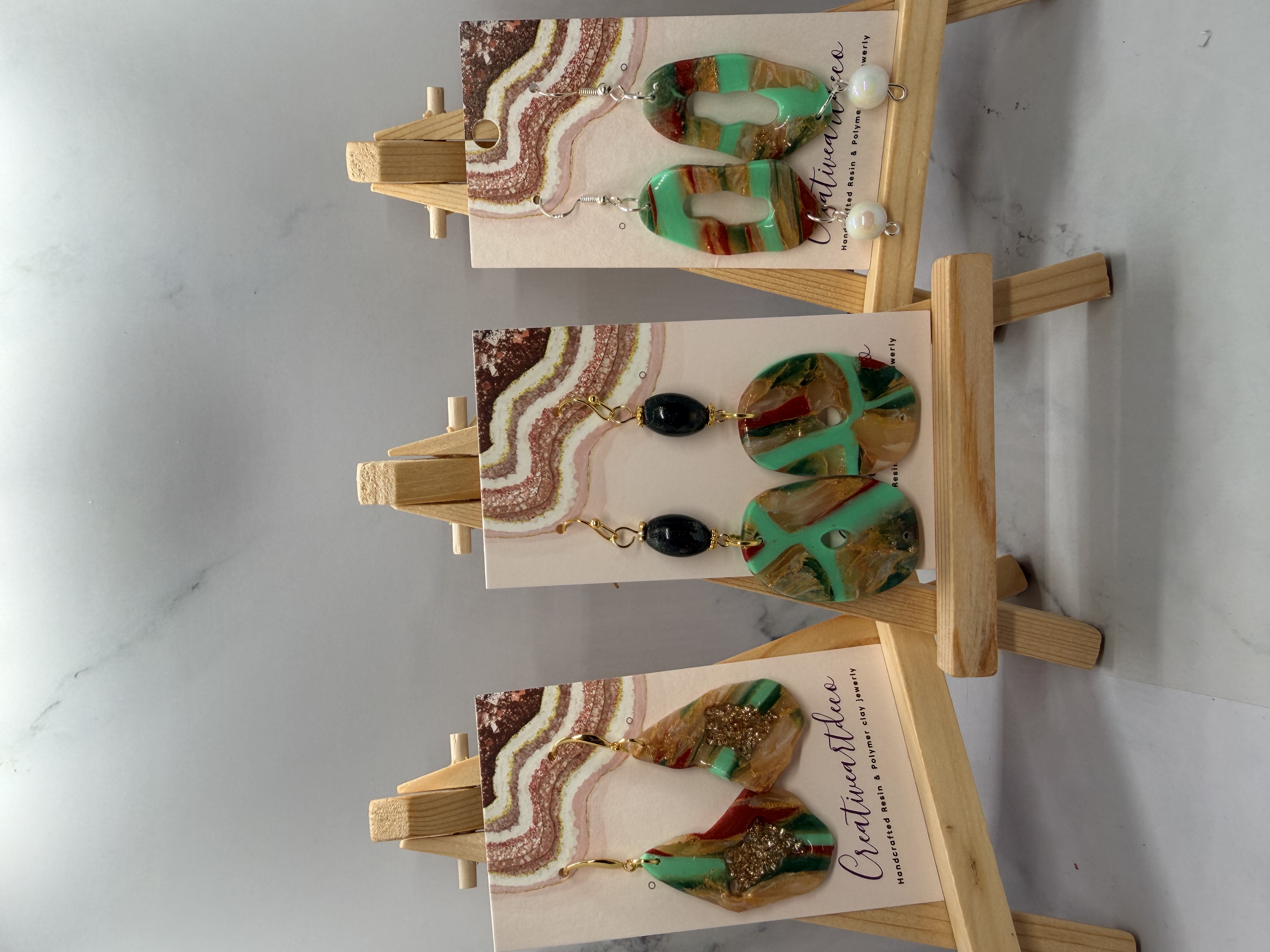 Marbleized Organic Christmas Dangles